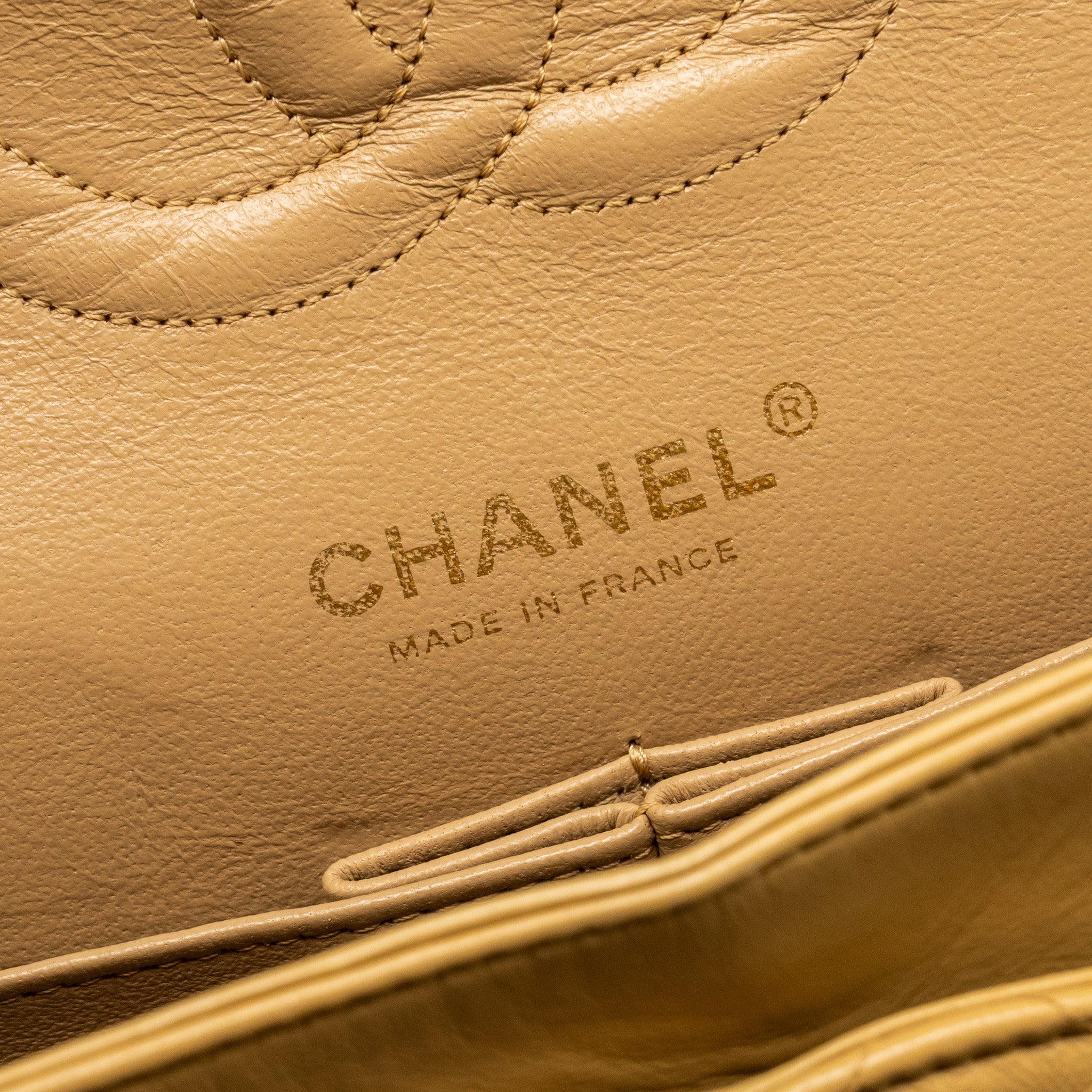 CHANEL MEDIUM CLASSIC DOUBLE FLAP BAG LAMBSKIN BEIGE GHW