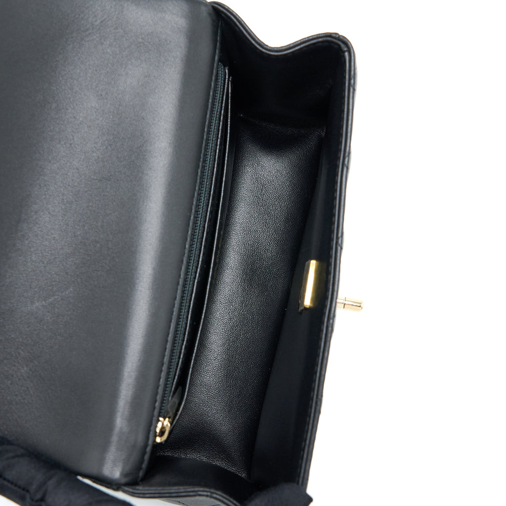 CHANEL TOP HANDLE MINI RECTANGULAR LAMBSKIN BLACK LGHW (MICROCHIP)