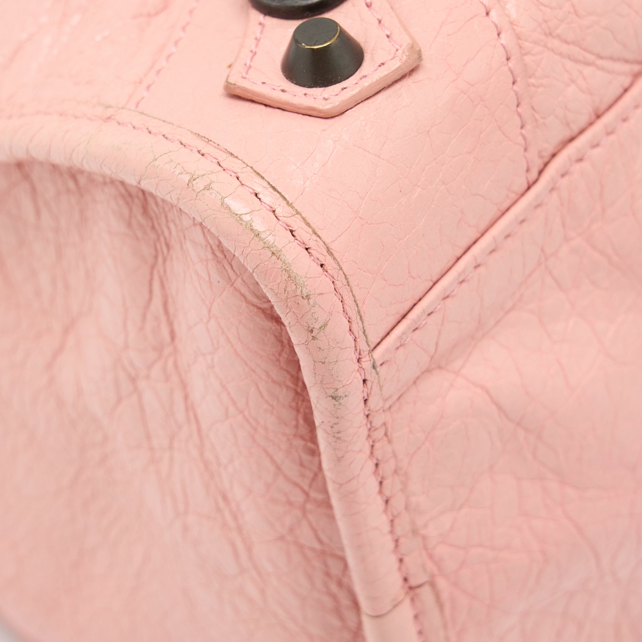 BALENCIAGA CLASSIC CITY BAG LEATHER PINK BLACK HARDWARE
