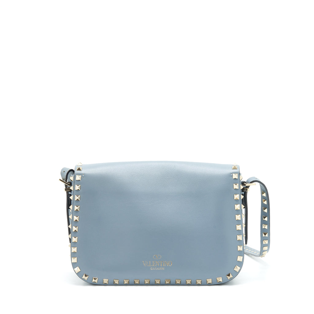 VALENTINO ROCKSTUD FLAP CROSSBODY BAG LIGHT BLUE LGHW