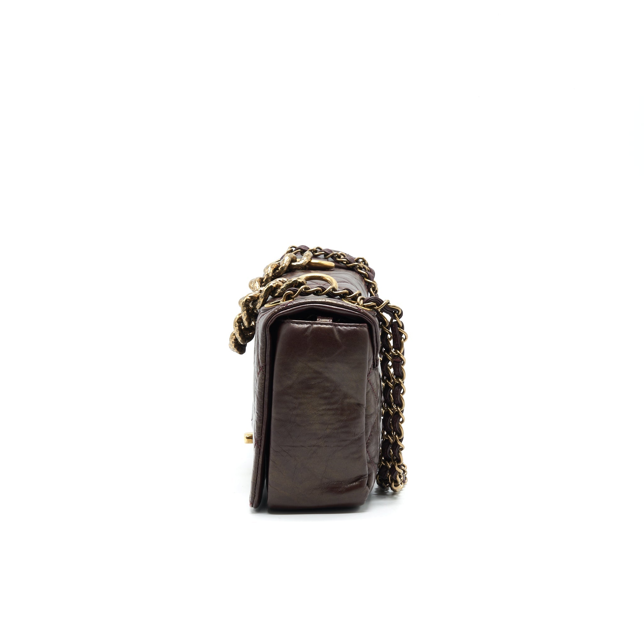 CHANEL CALFSKIN FLAP BAG WITH CHAIN BURGUNDY GHW
