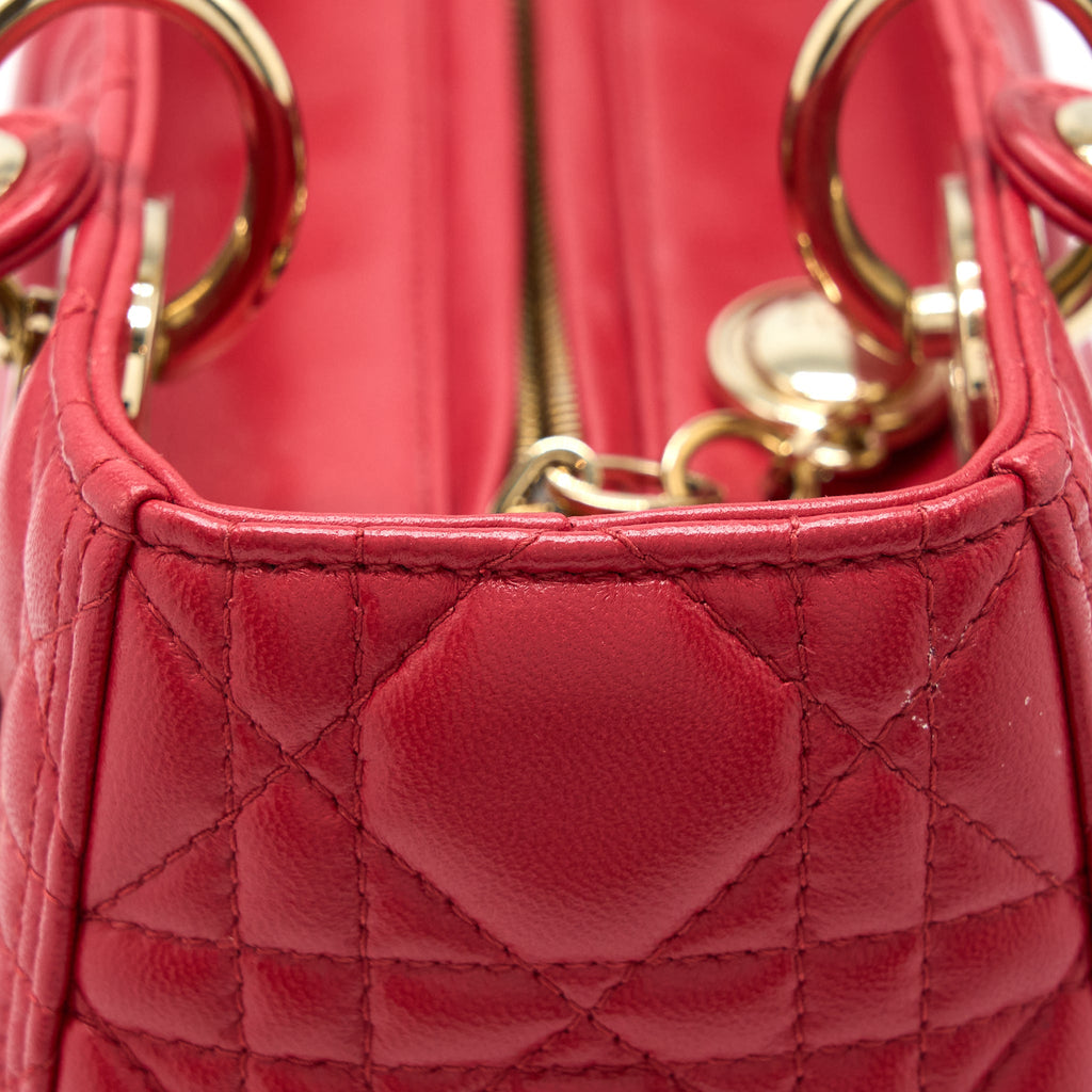 DIOR MEDIUM LADY DIOR LAMBSKIN RED GHW