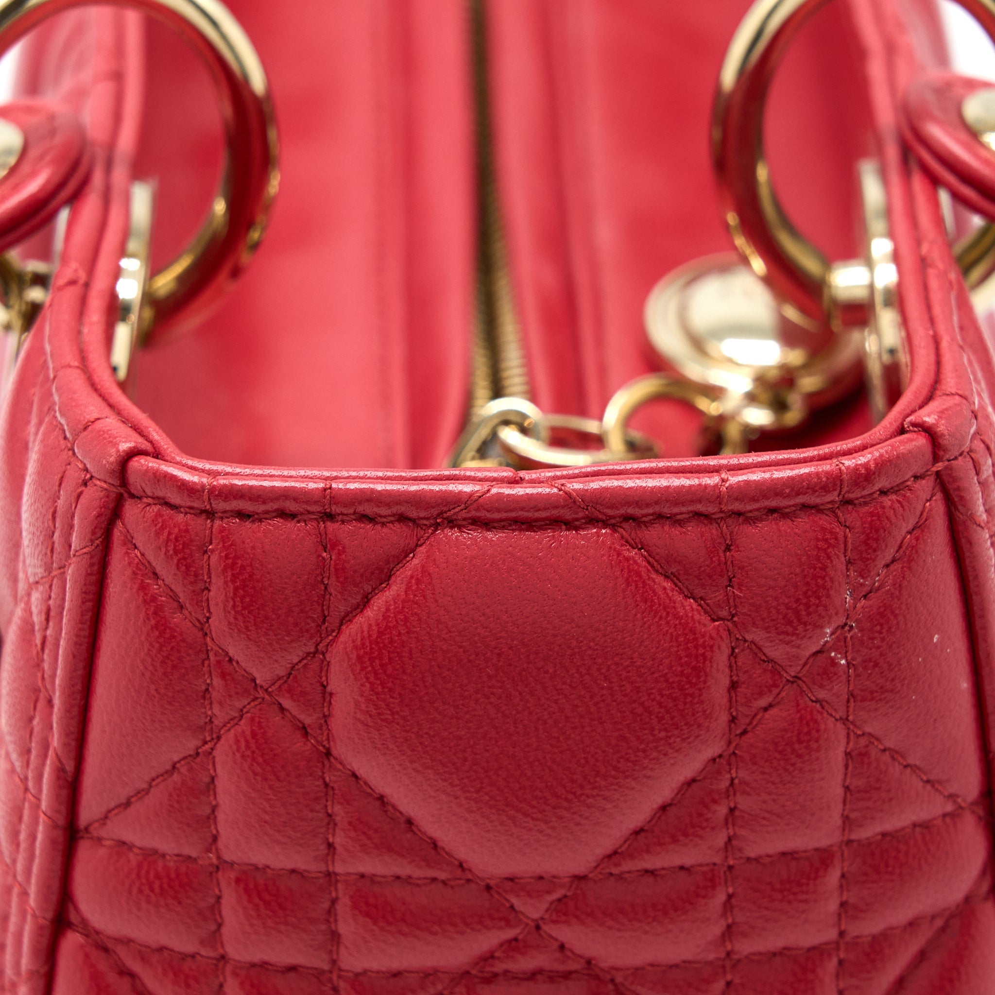 DIOR MEDIUM LADY DIOR LAMBSKIN RED GHW