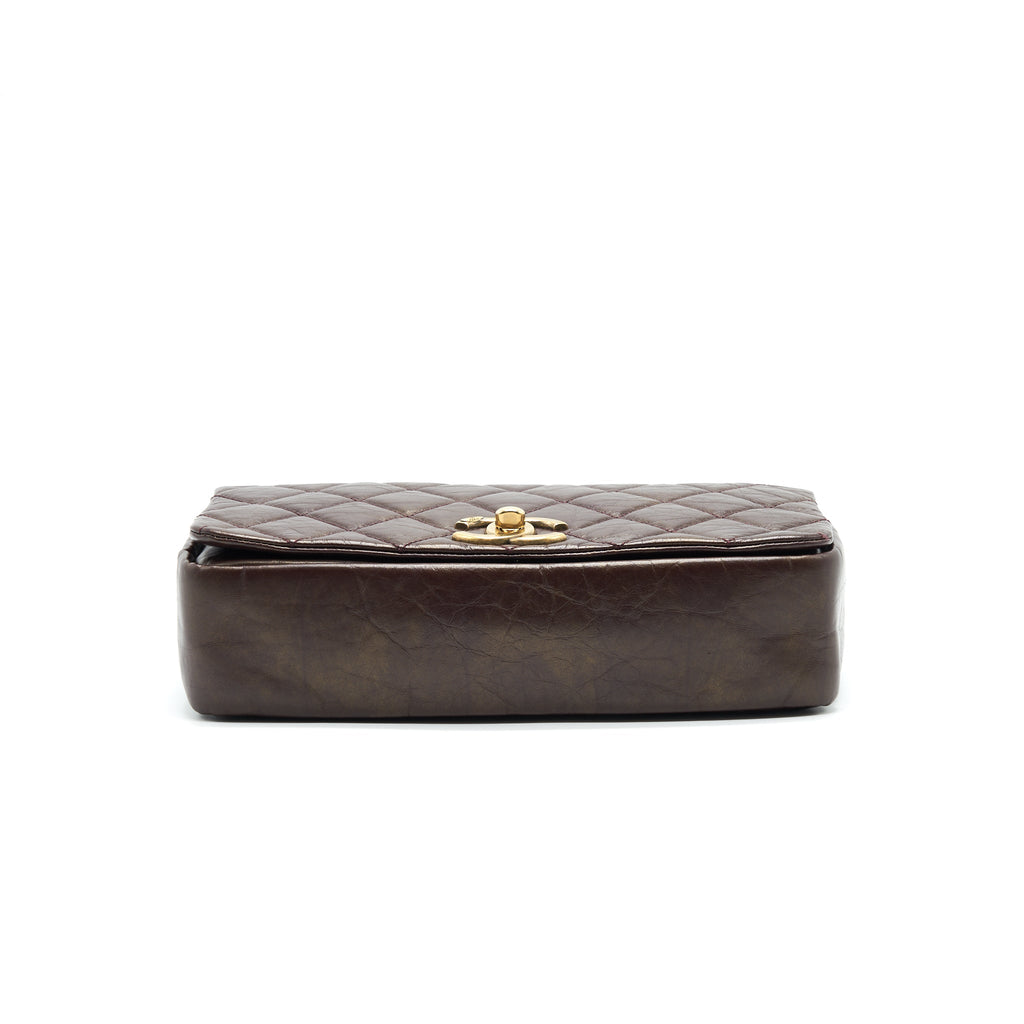 CHANEL CALFSKIN FLAP BAG WITH CHAIN BURGUNDY GHW