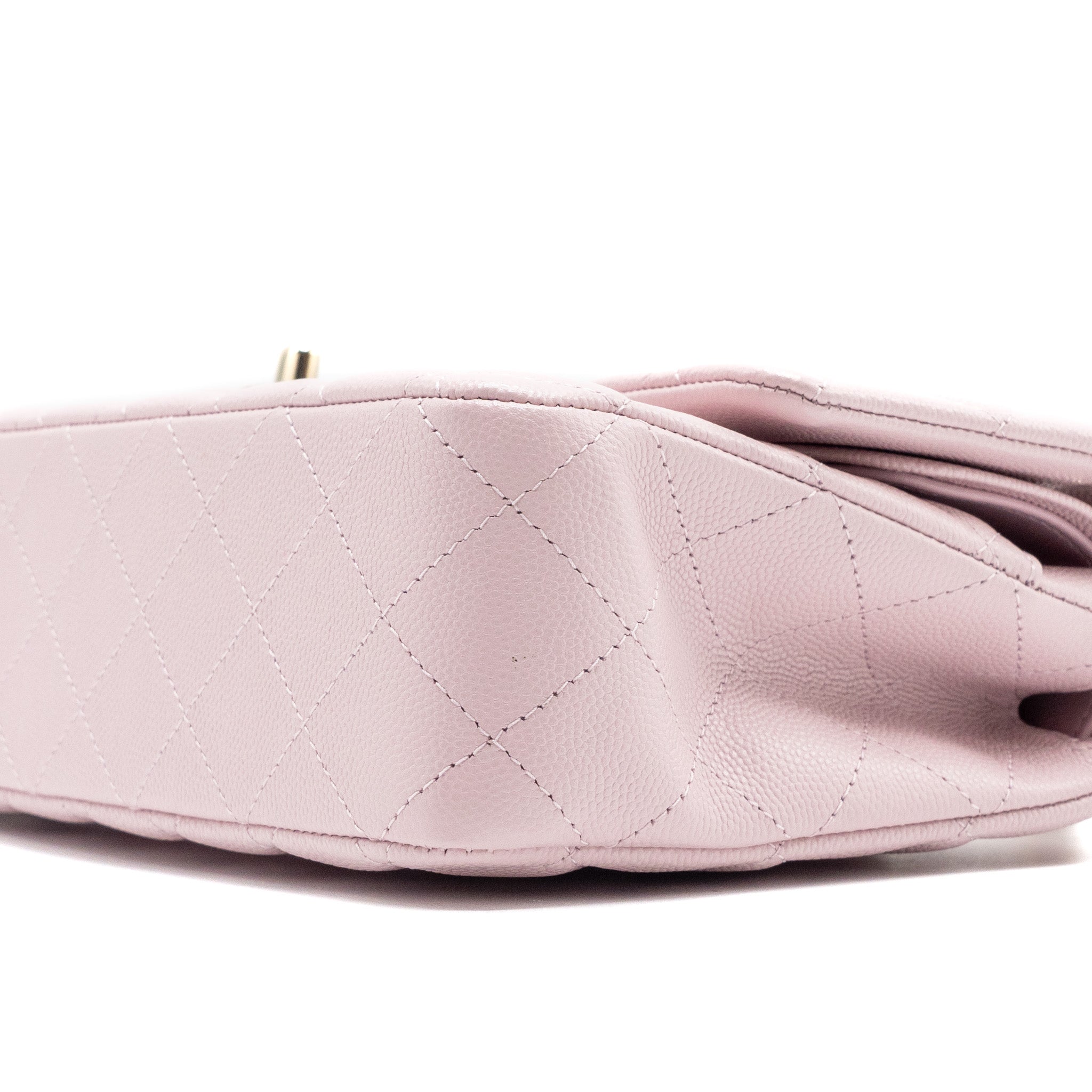CHANEL 21S MEDIUM CLASSIC DOUBLE FLAP BAG CAVIAR LIGHT PINK LGWH