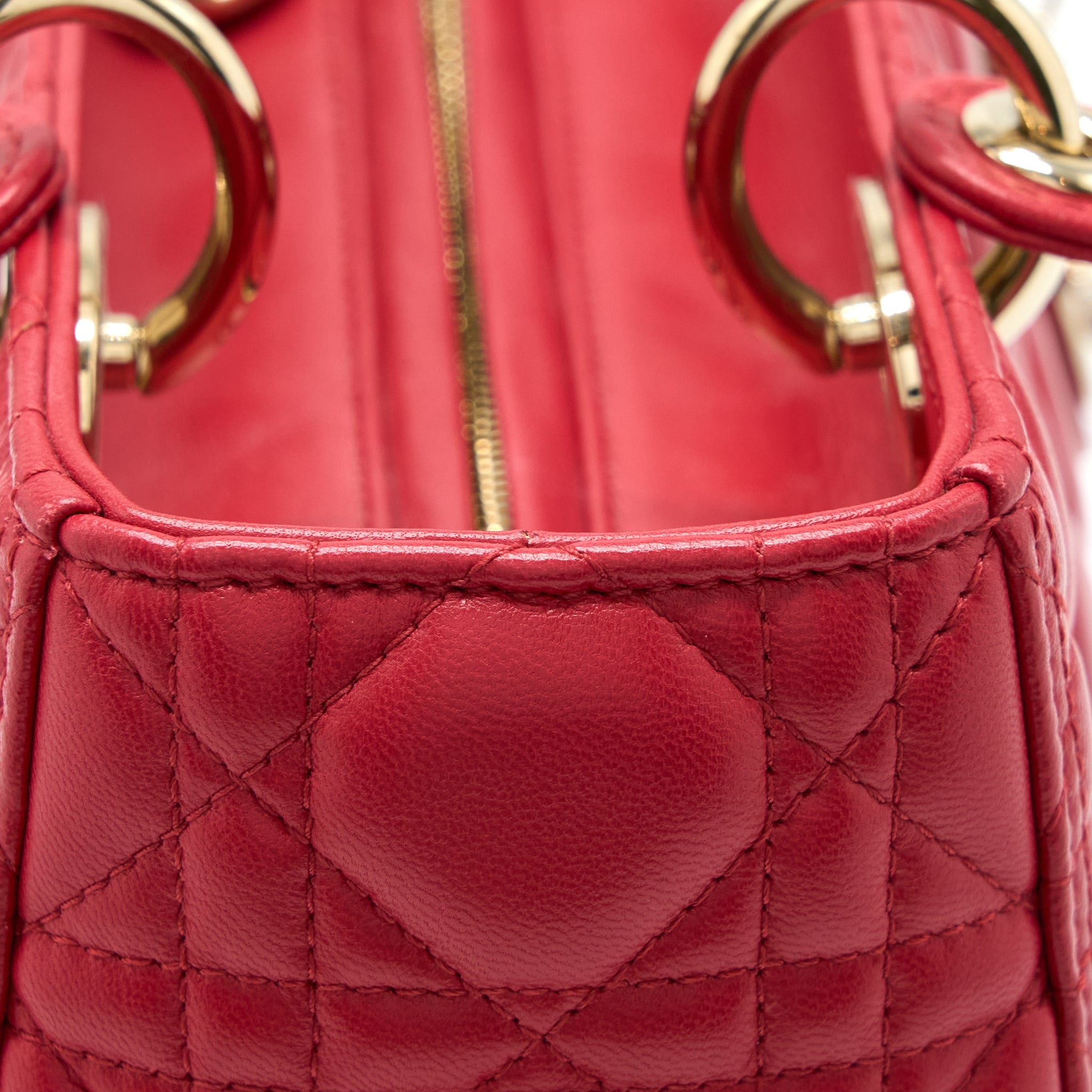 DIOR MEDIUM LADY DIOR LAMBSKIN RED GHW