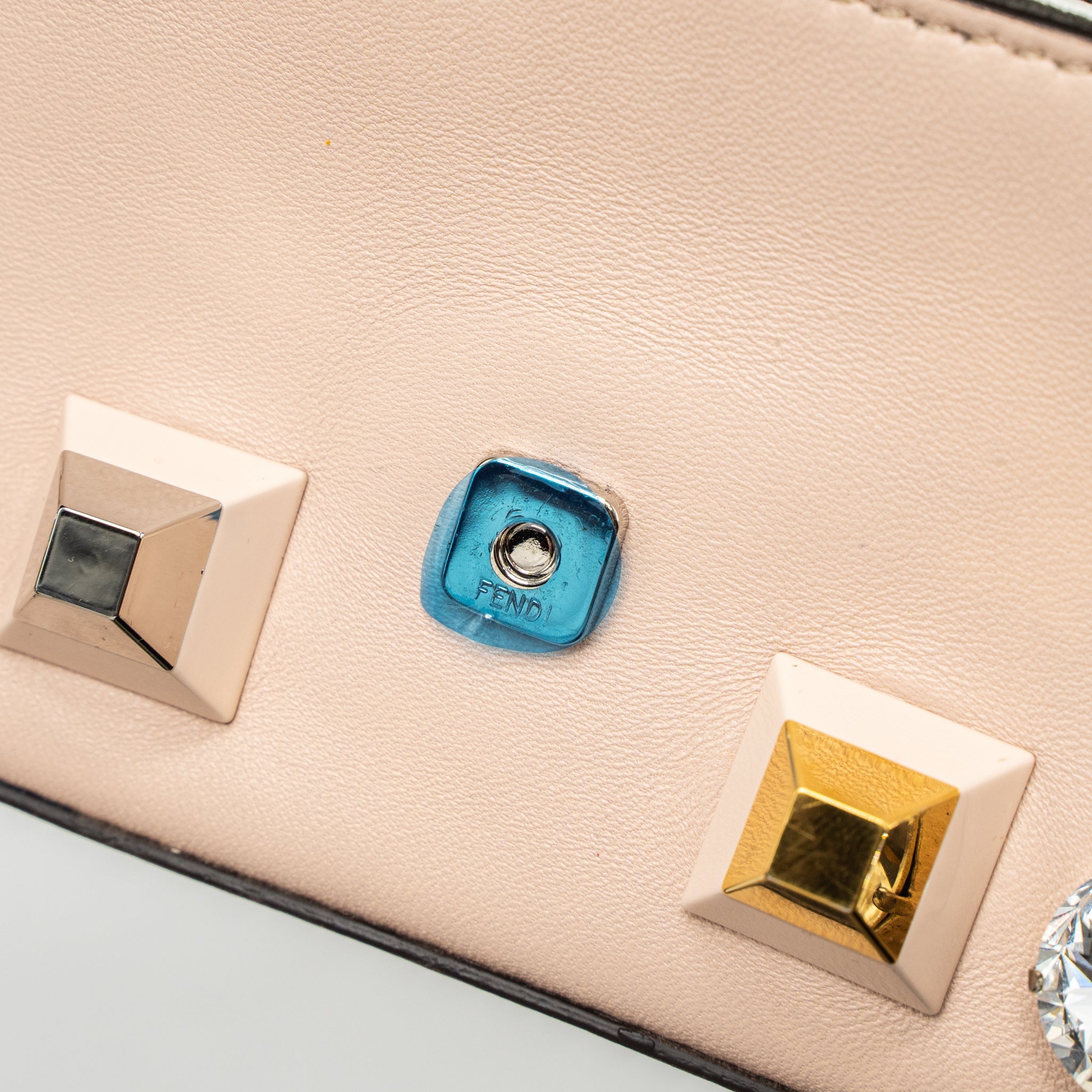FENDI MINI FLAP CLUTCH WITH CHAIN LAMBSKIN LIGHT PINK SHW