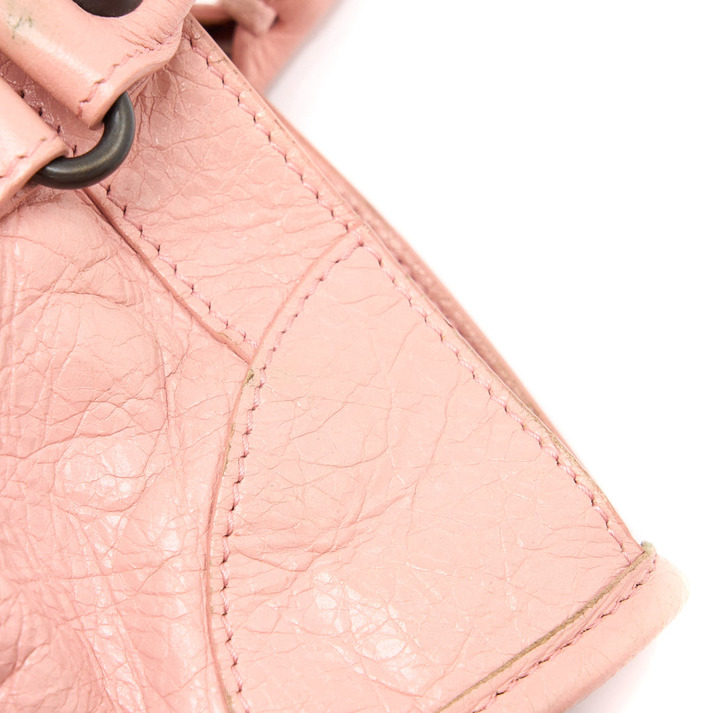 BALENCIAGA CLASSIC CITY BAG LEATHER PINK BLACK HARDWARE