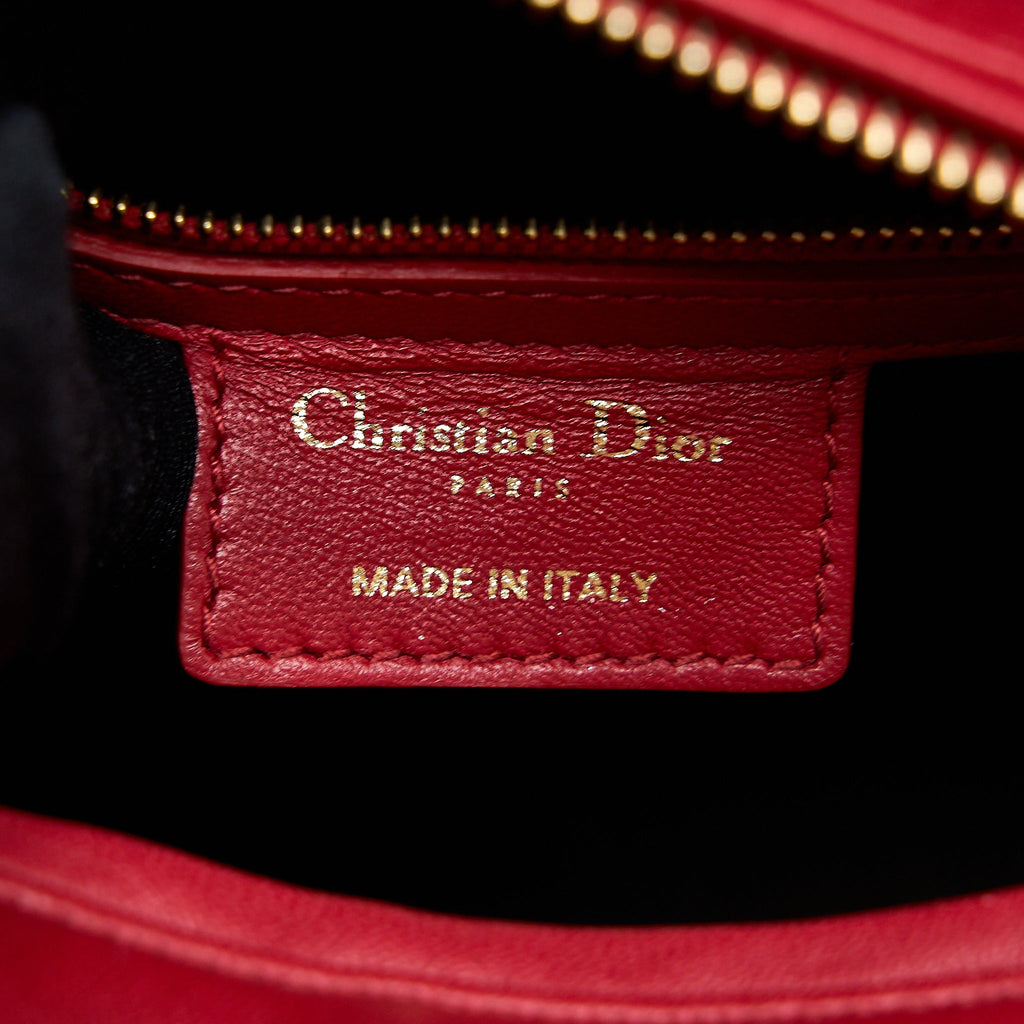 DIOR MEDIUM LADY DIOR LAMBSKIN RED GHW
