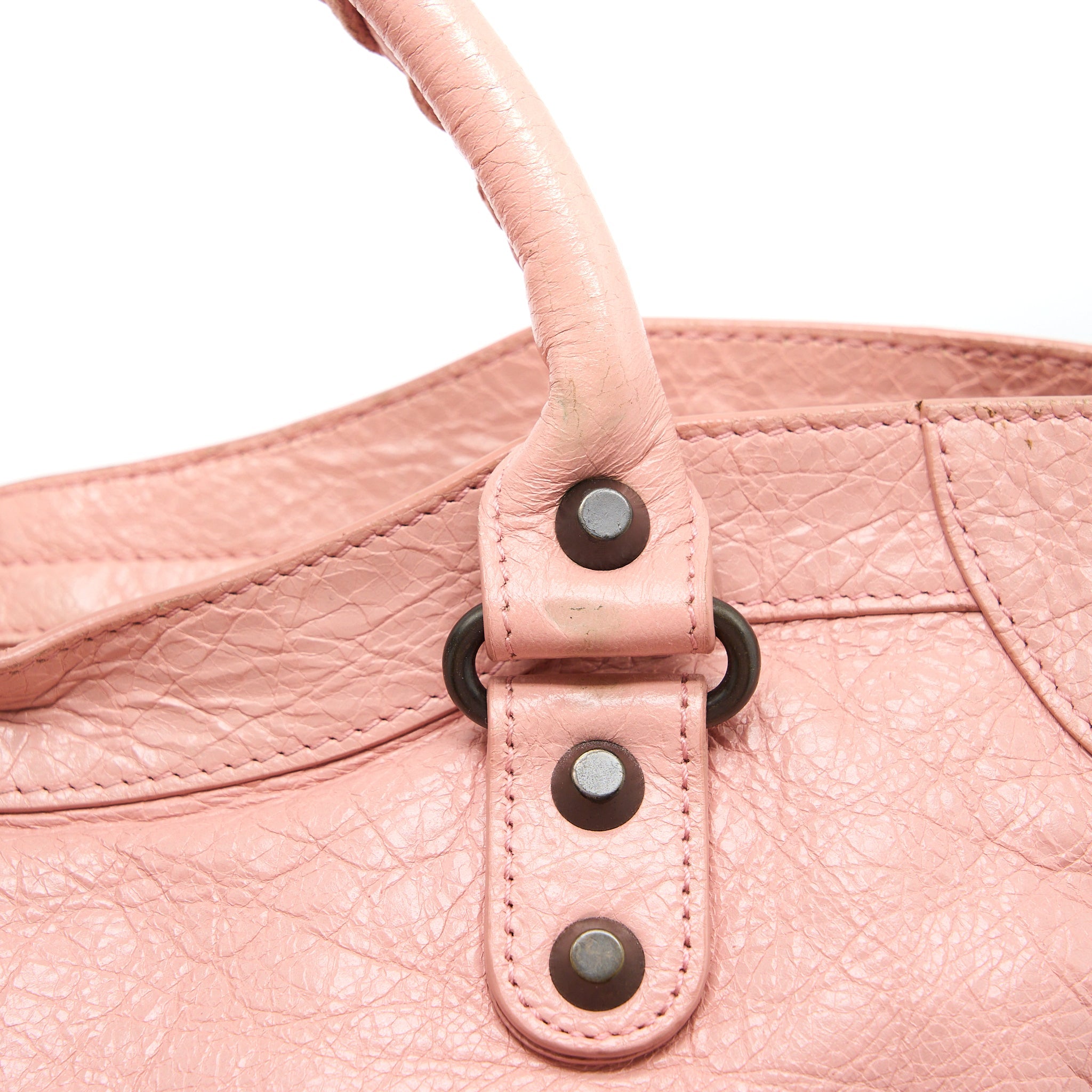 BALENCIAGA CLASSIC CITY BAG LEATHER PINK BLACK HARDWARE
