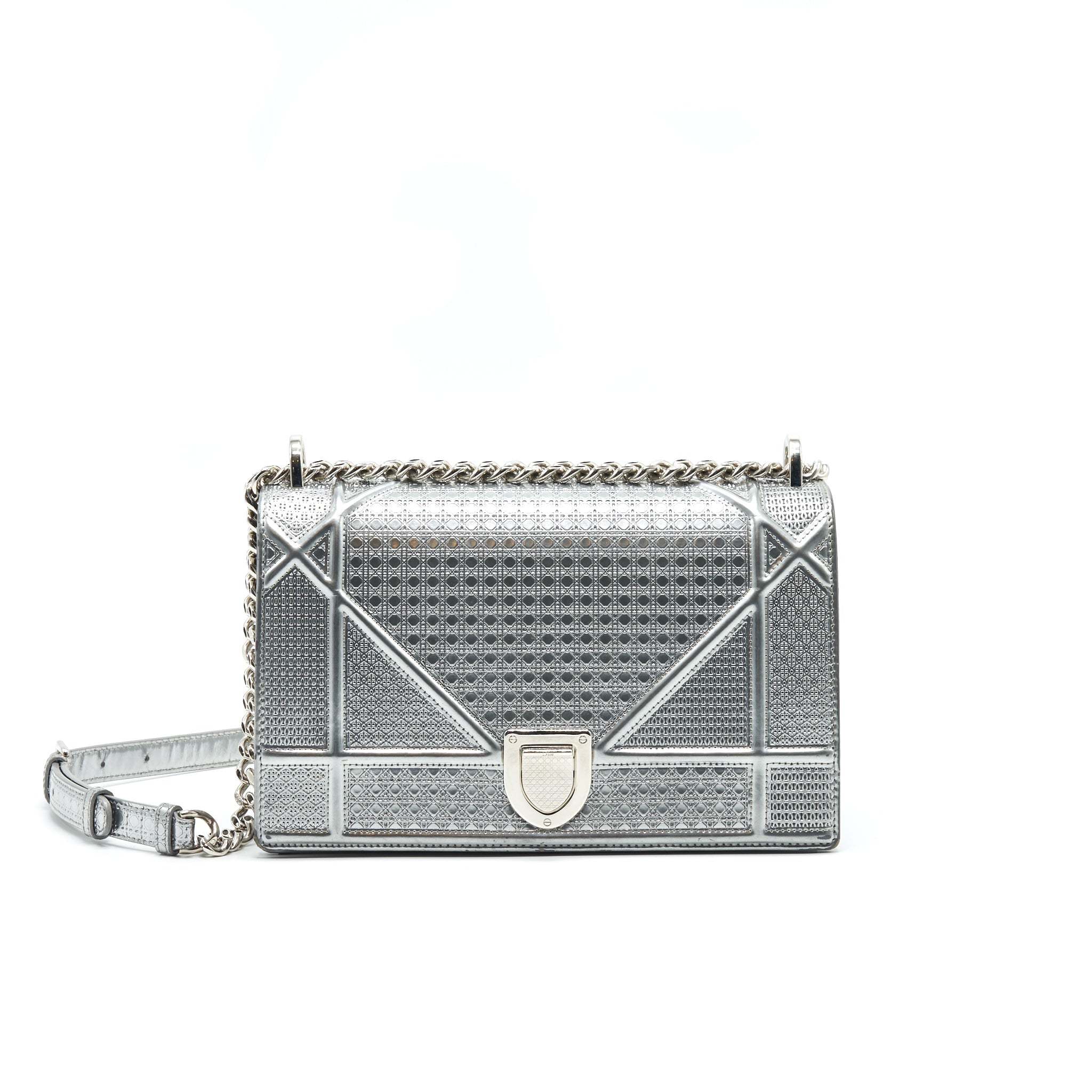DIOR MEDIUM DIORMA METALLIC SILVER WITH SHW