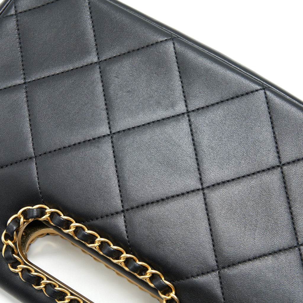 CHANEL 20P A REAL CLUTCH FLAP BAG BLACK