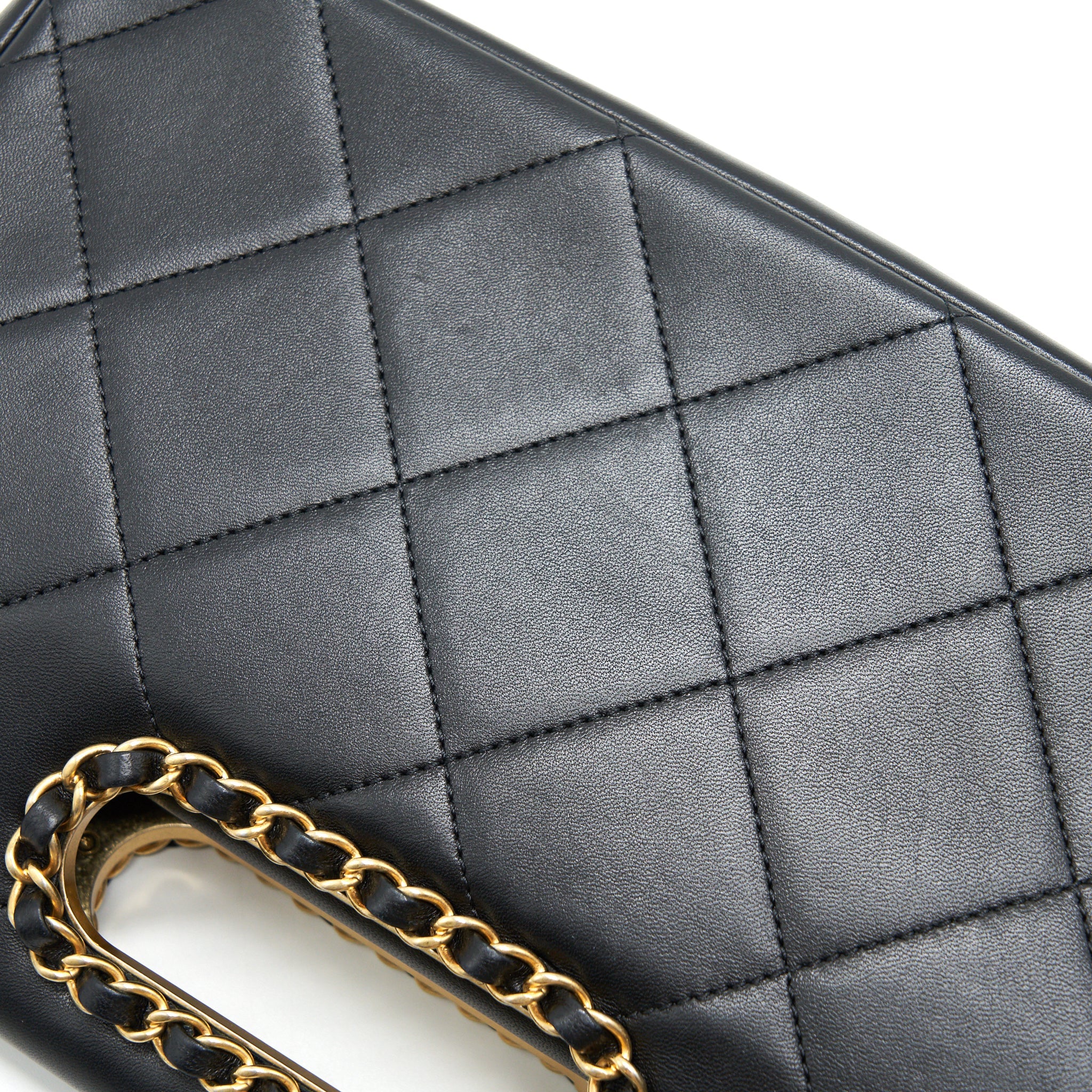 CHANEL 20P A REAL CLUTCH FLAP BAG BLACK