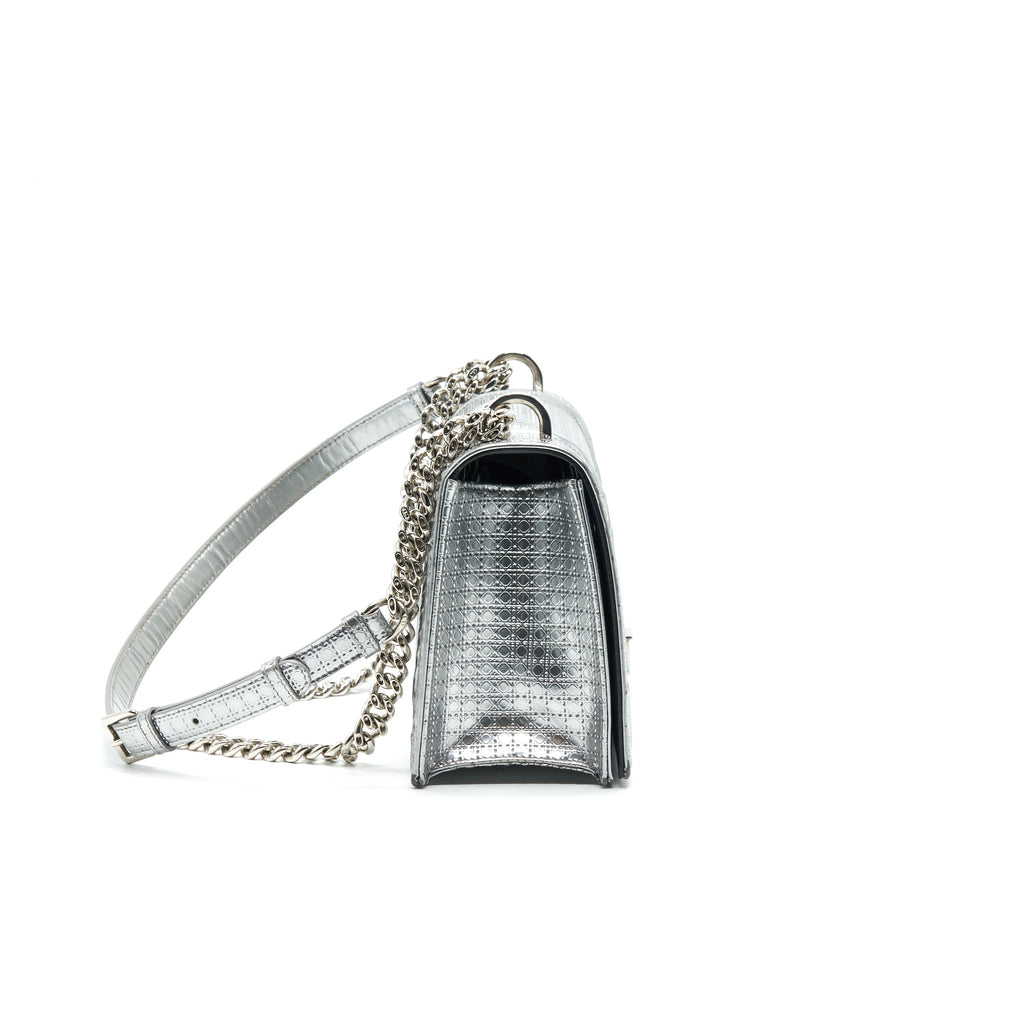 DIOR MEDIUM DIORMA METALLIC SILVER WITH SHW