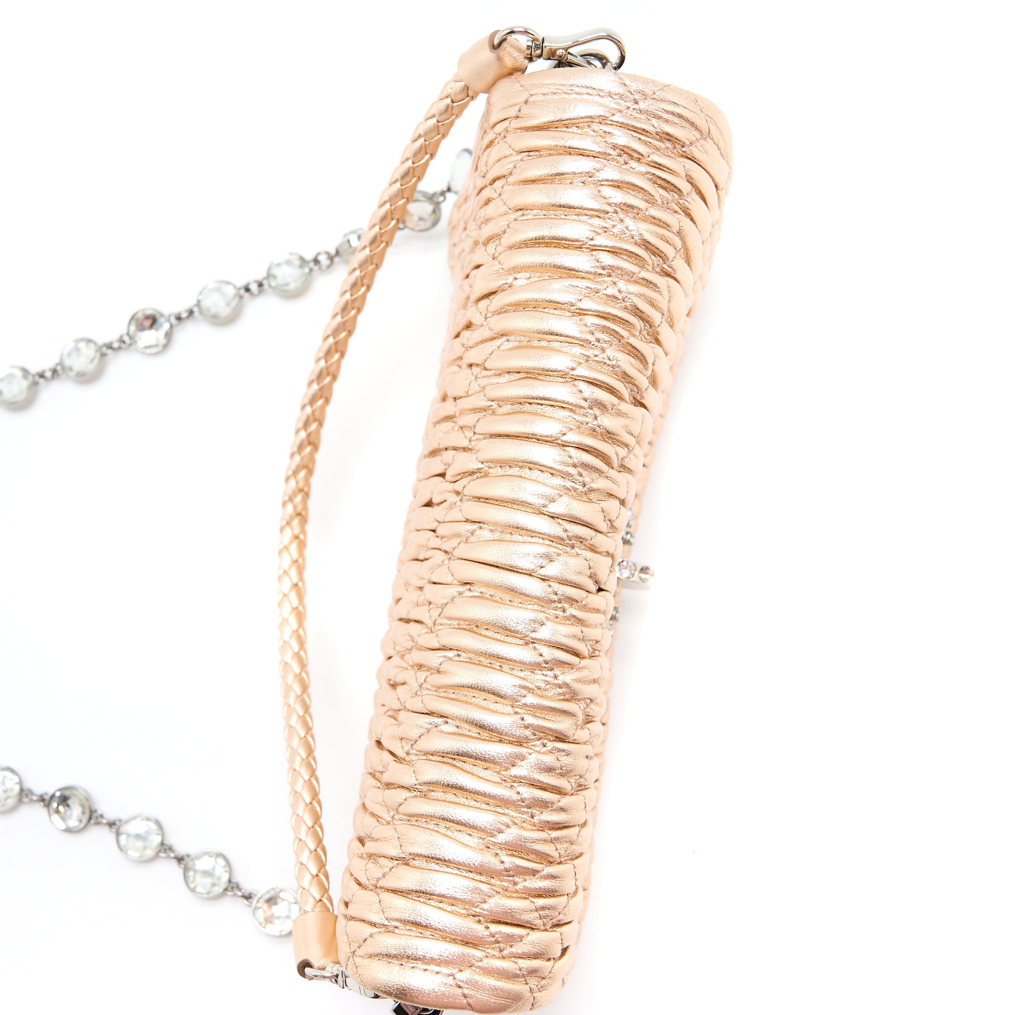 MIUMIU CRYSTAL SHOULDER BAG NAPPA CIPRIA LAME SHW