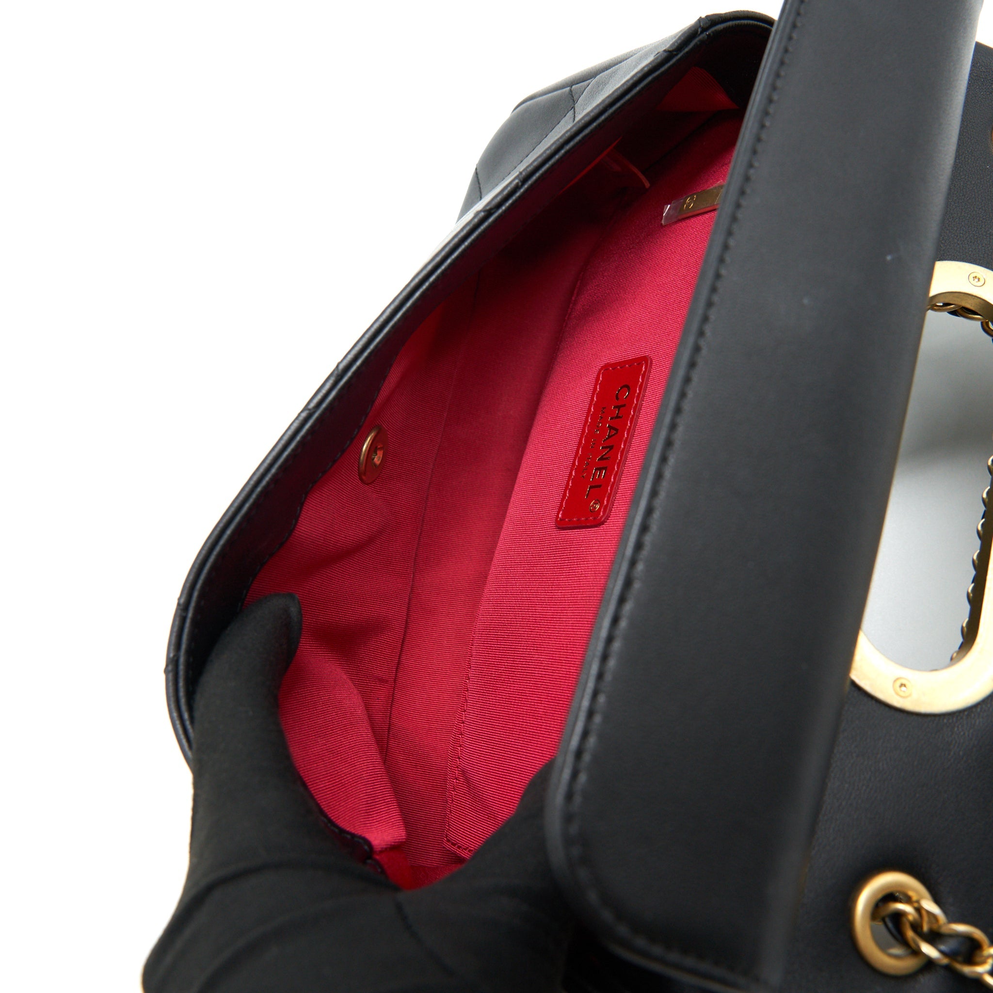 CHANEL 20P A REAL CLUTCH FLAP BAG BLACK