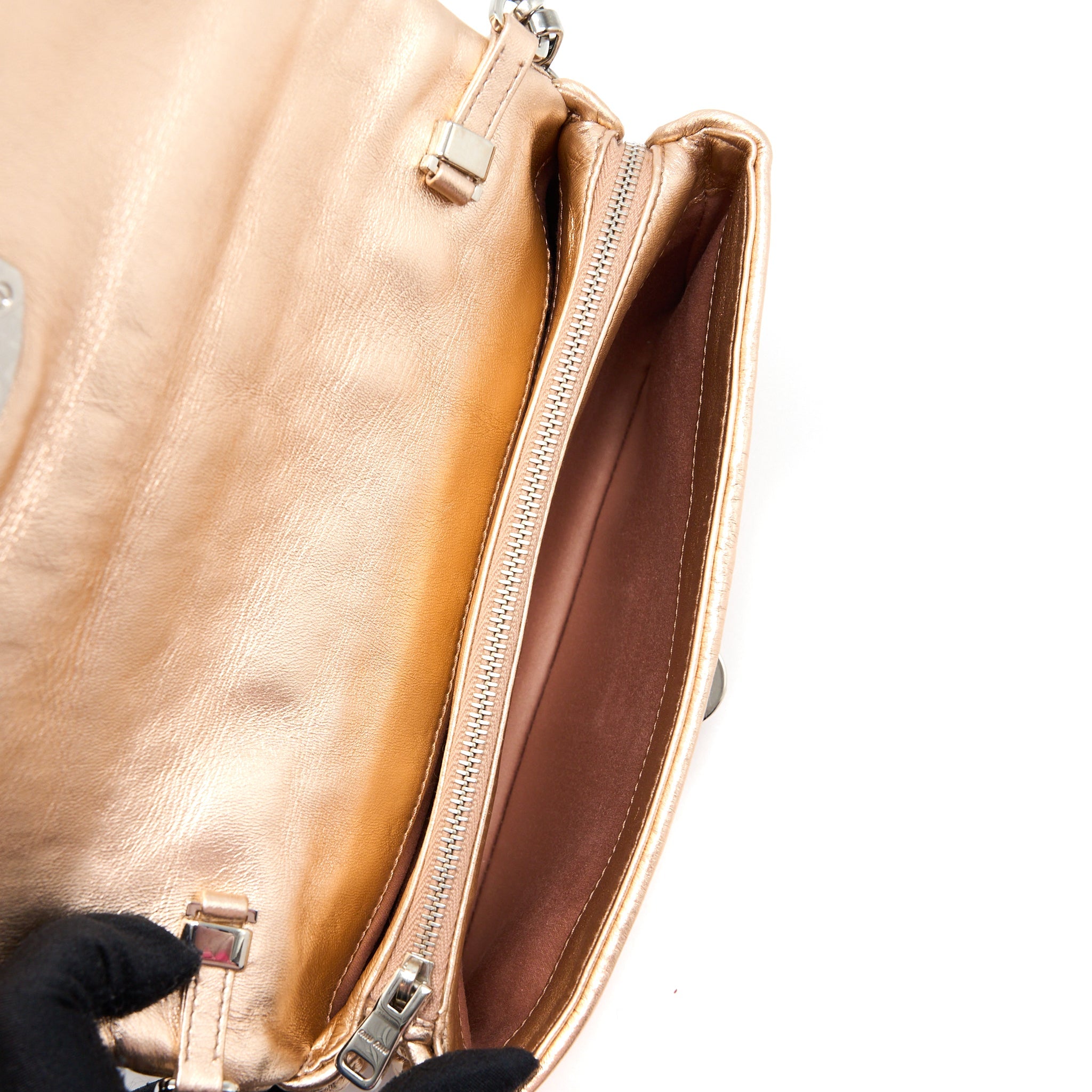 MIUMIU CRYSTAL SHOULDER BAG NAPPA CIPRIA LAME SHW