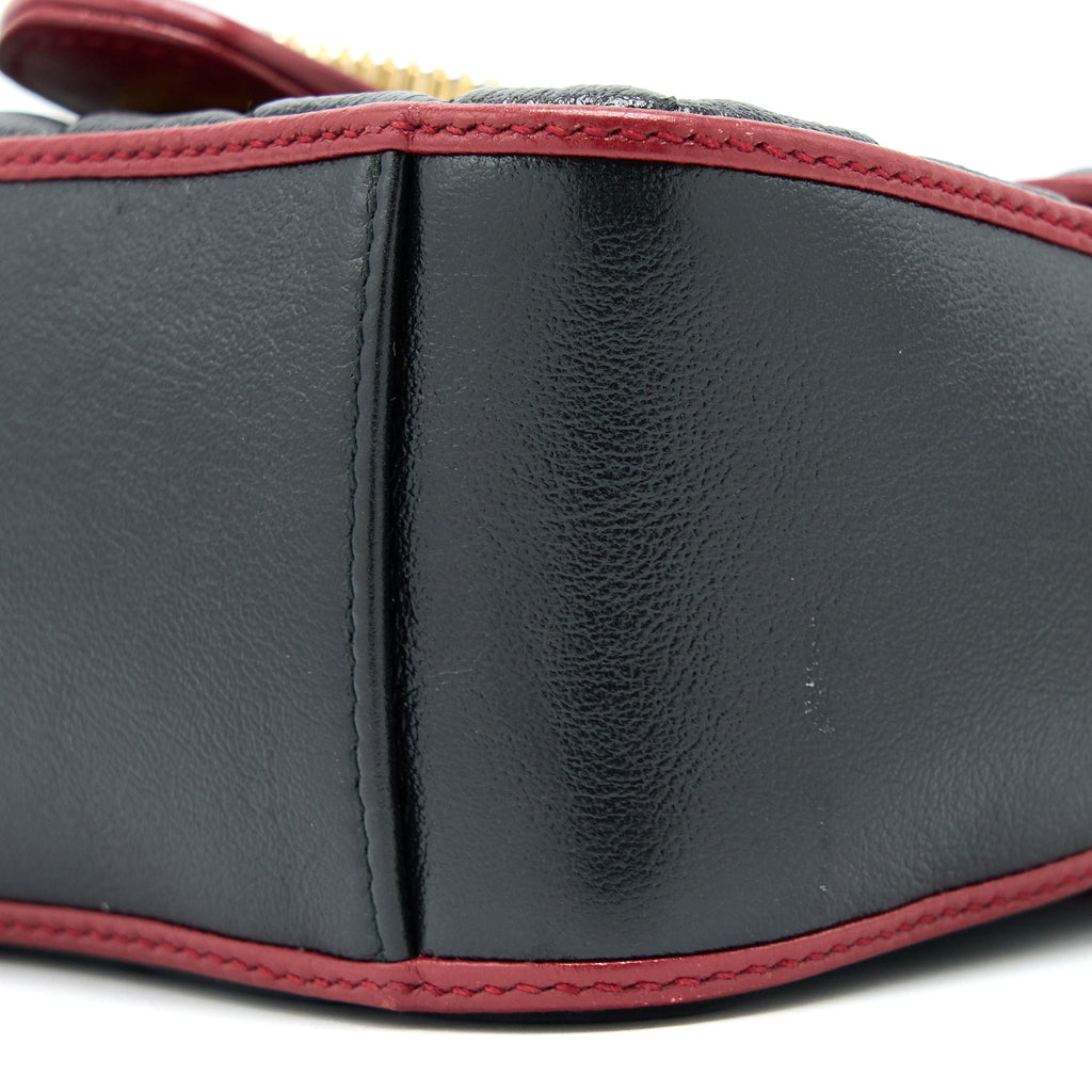 GUCCI GG MARMONT MINI TOP HANDLE BAG CALFSKIN BLACK/RED GHW