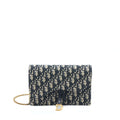 DIOR SADDLE POUCH WITH CHAIN BLUE DIOR OBLIQUE JACQUARD GHW