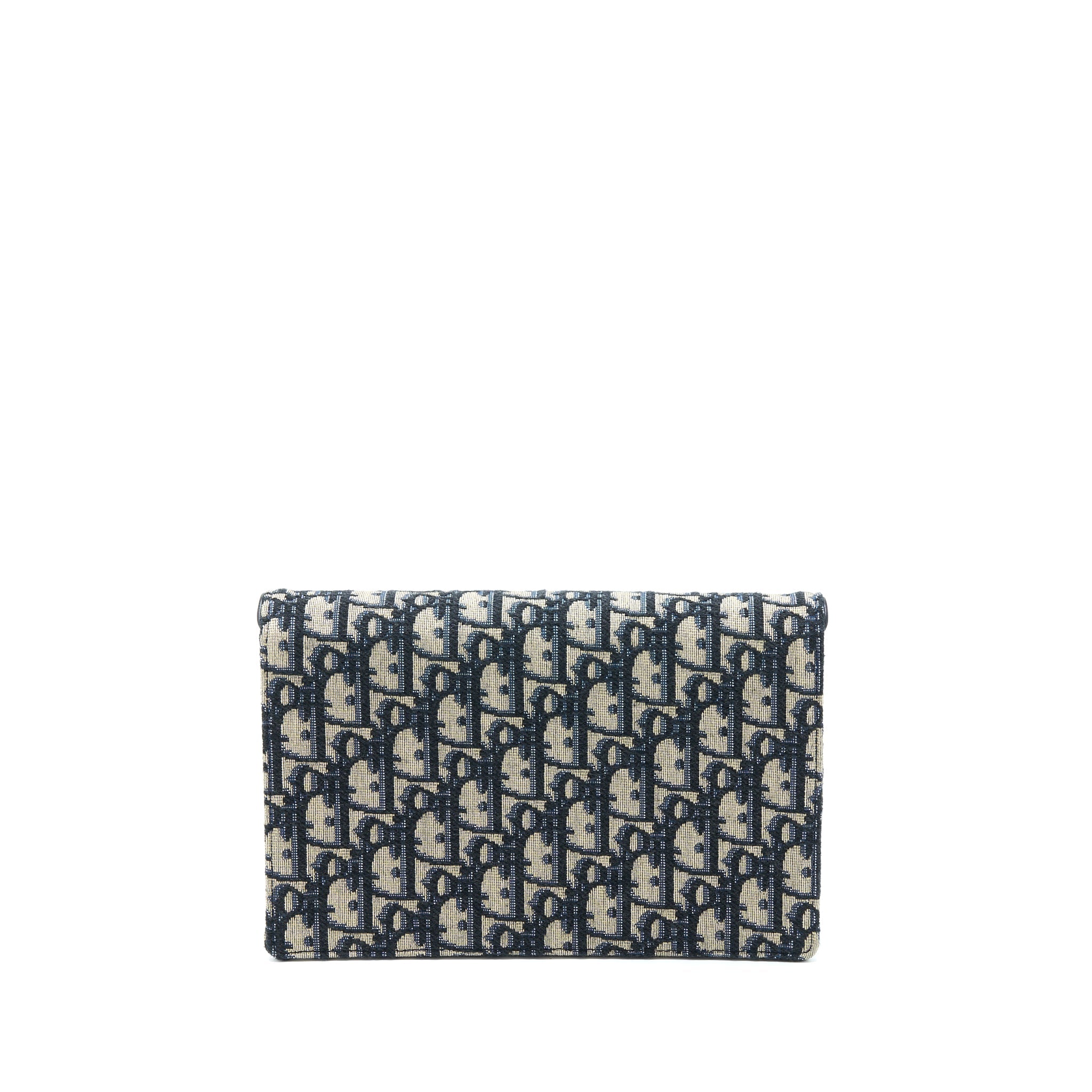 DIOR SADDLE POUCH WITH CHAIN BLUE DIOR OBLIQUE JACQUARD GHW