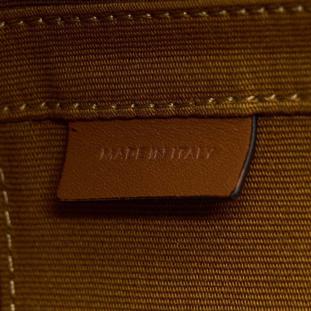 CELINE MEDIUM TAMBOUR BAG TRIOMPHE CANVAS AND CALFSKIN TAN GHW