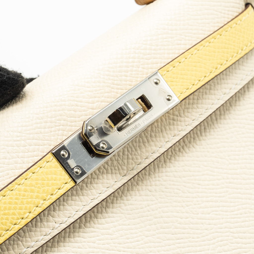 HERMES MINI KELLY II EPSOM NATA/JAUNE POUSSIN/SESAME SHW