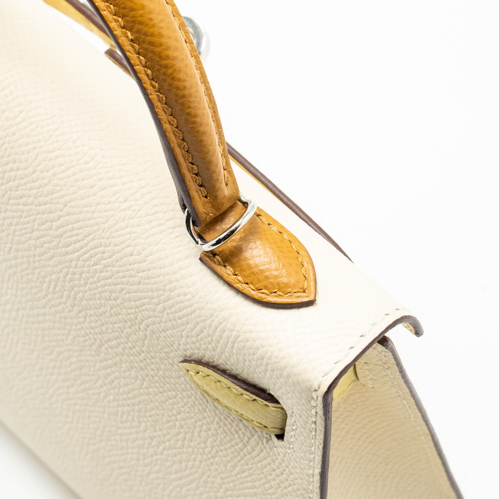 HERMES MINI KELLY II EPSOM NATA/JAUNE POUSSIN/SESAME SHW