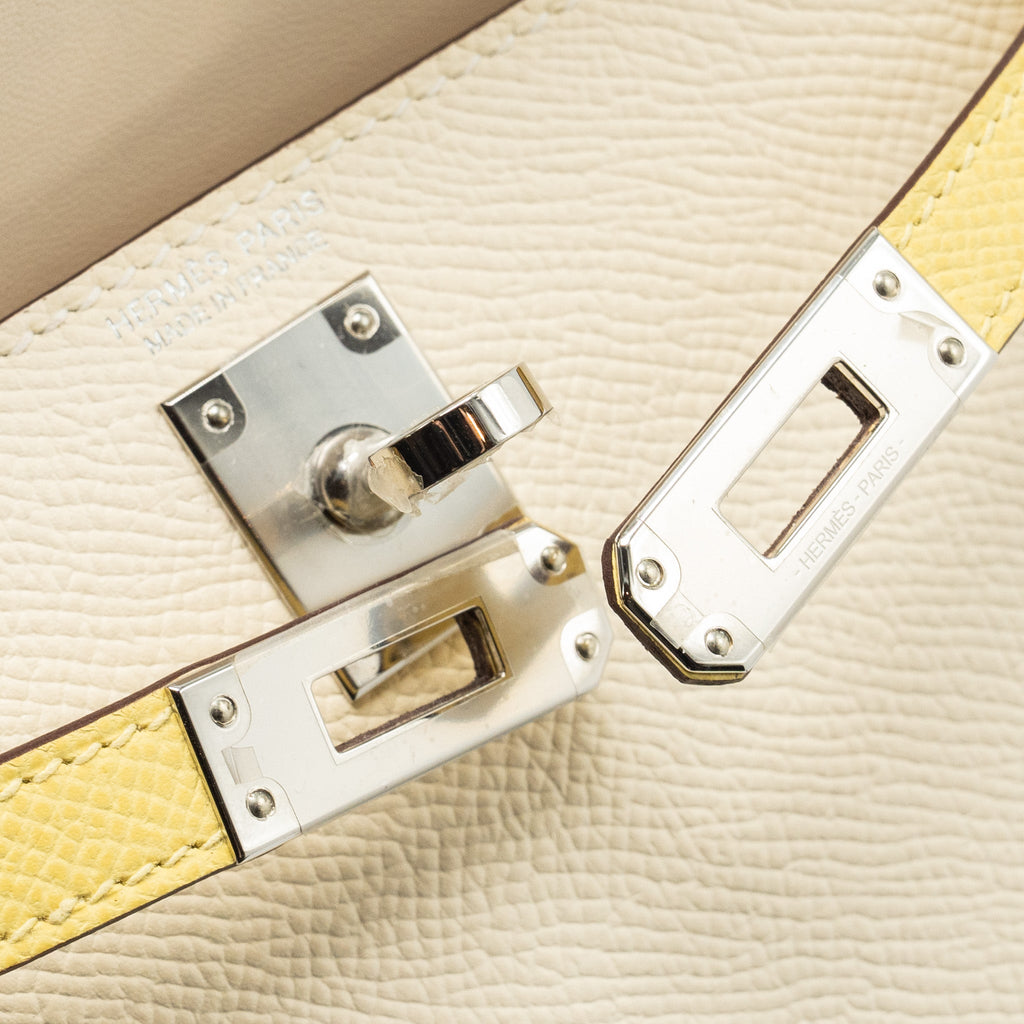 HERMES MINI KELLY II EPSOM NATA/JAUNE POUSSIN/SESAME SHW