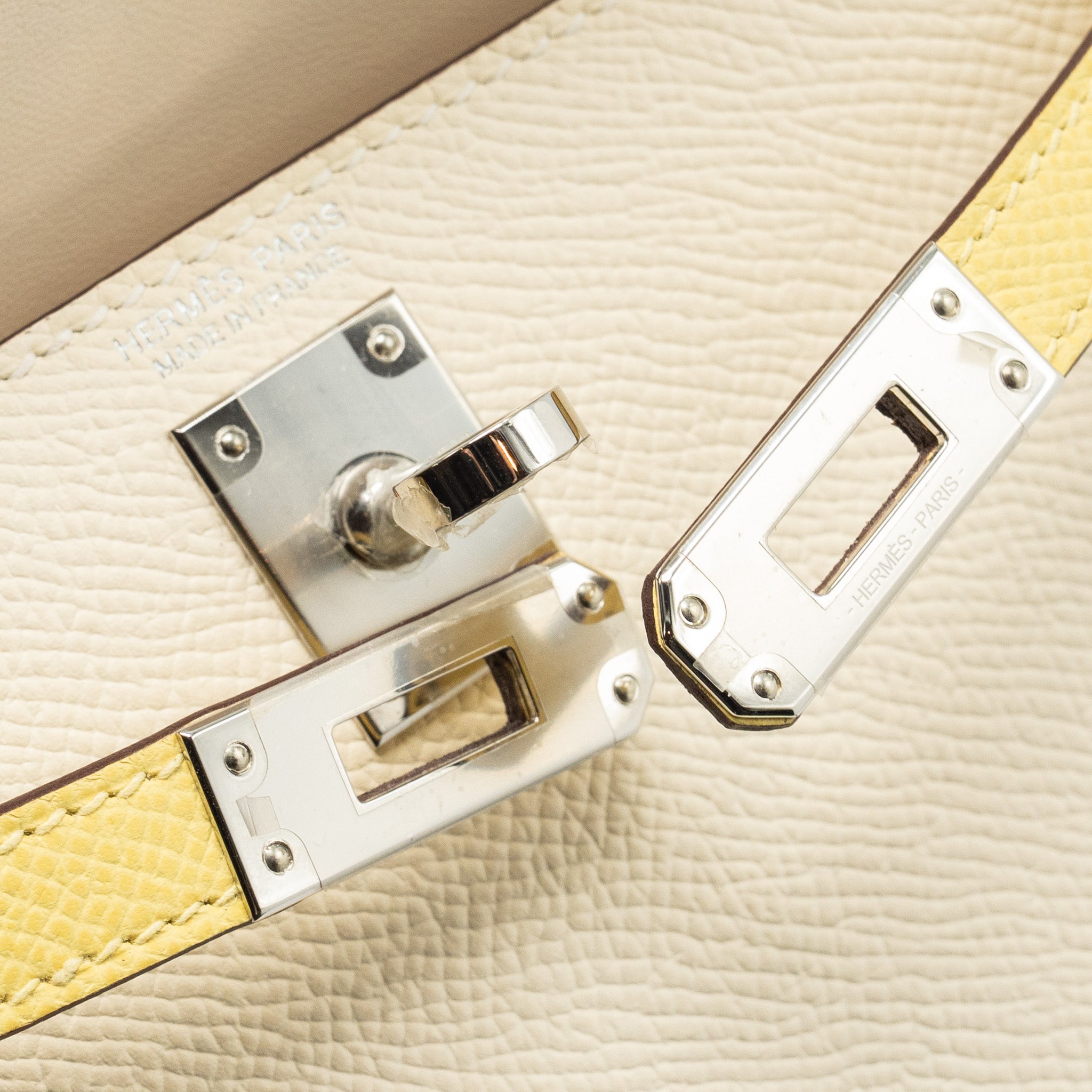 HERMES MINI KELLY II EPSOM NATA/JAUNE POUSSIN/SESAME SHW