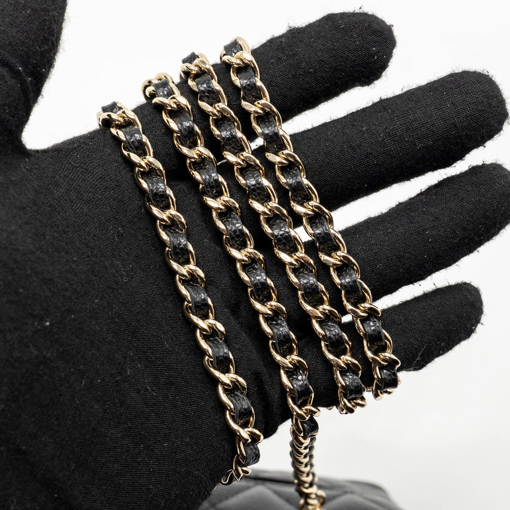 CHANEL TOP HANDLE VANITY WITH CHAIN CAVIAR BLACK LGHW (MICROCHIP)