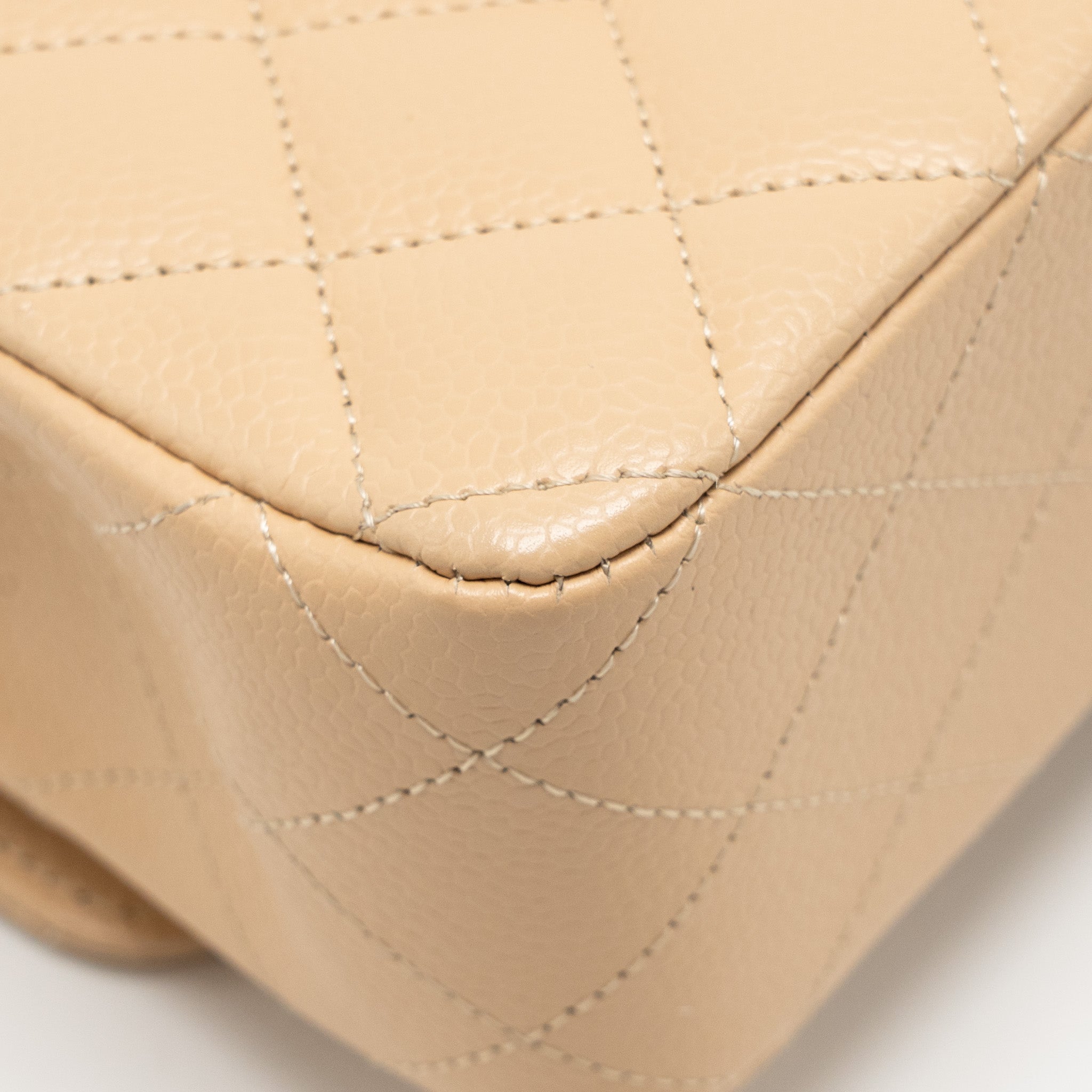 CHANEL MEDIUM CLASSIC DOUBLE FLAP BAG CAVIAR BEIGE LGHW (MICROCHIP)