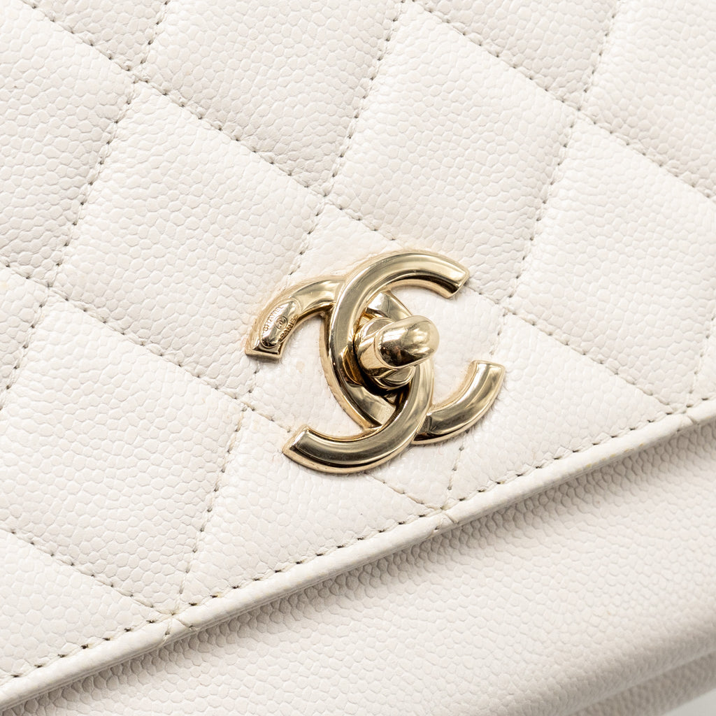 CHANEL MEDIUM BUSINESS AFFINITY CAVIAR WHITE LGHW