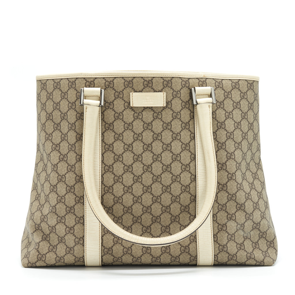 GUCCI TOTE BAG GG SUPREME CANVAS AND LEATHER SHW