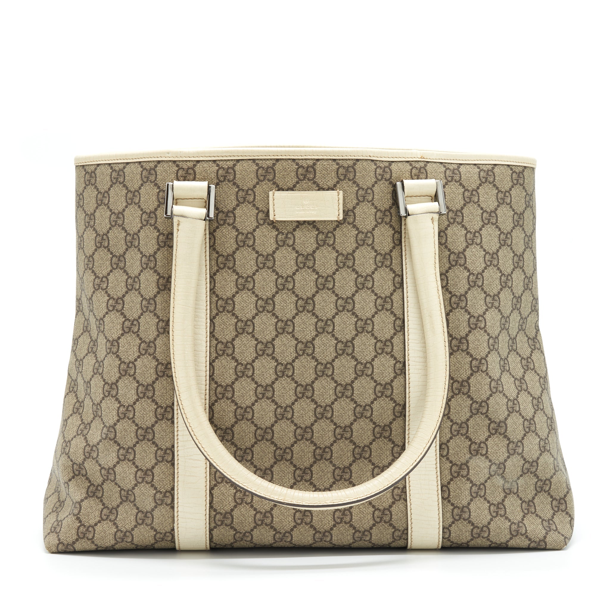 GUCCI TOTE BAG GG SUPREME CANVAS AND LEATHER SHW