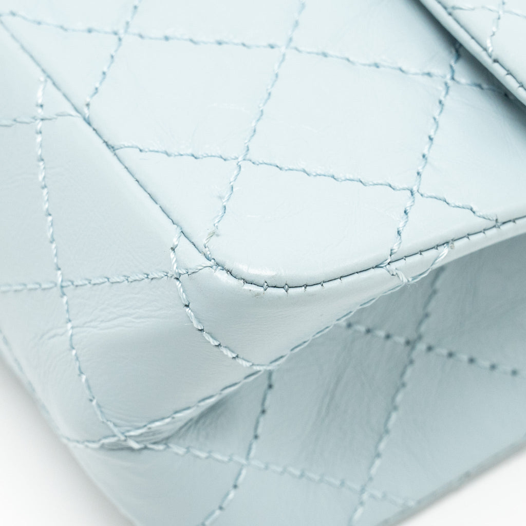 CHANEL SMALL 2.55 226 REISSUE DOUBLE FLAP BAG CALFSKIN LIGHT BLUE GHW (MICROCHIP)