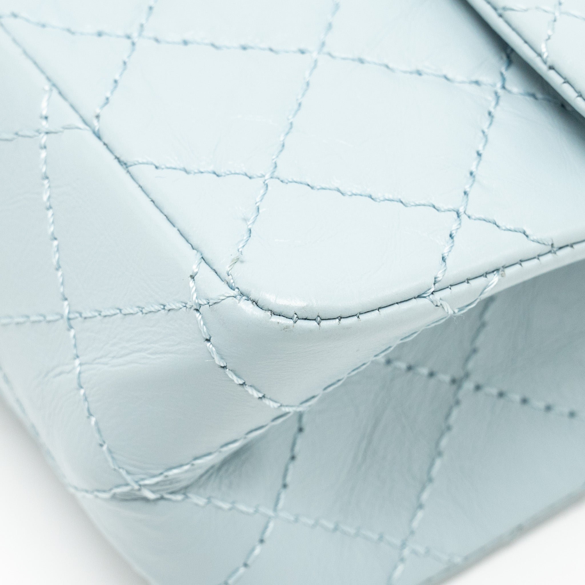 CHANEL SMALL 2.55 226 REISSUE DOUBLE FLAP BAG CALFSKIN LIGHT BLUE GHW (MICROCHIP)