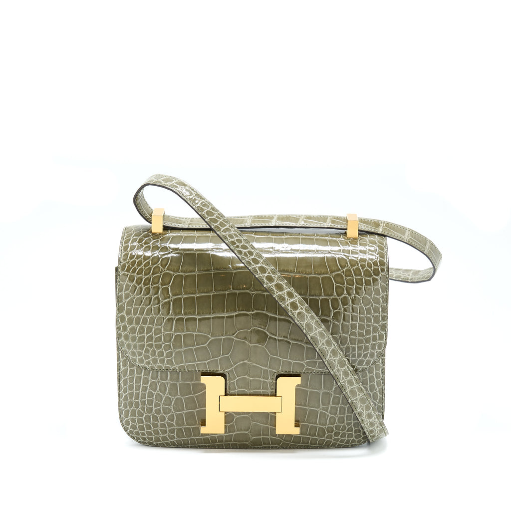 HERMES CONSTANCE 24 ALLIGATOR 81 GRIS TOURTERELLE GHW