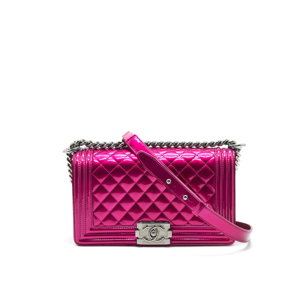 CHANEL MEDIUM LEBOY BAG METALLIC PINK SHW
