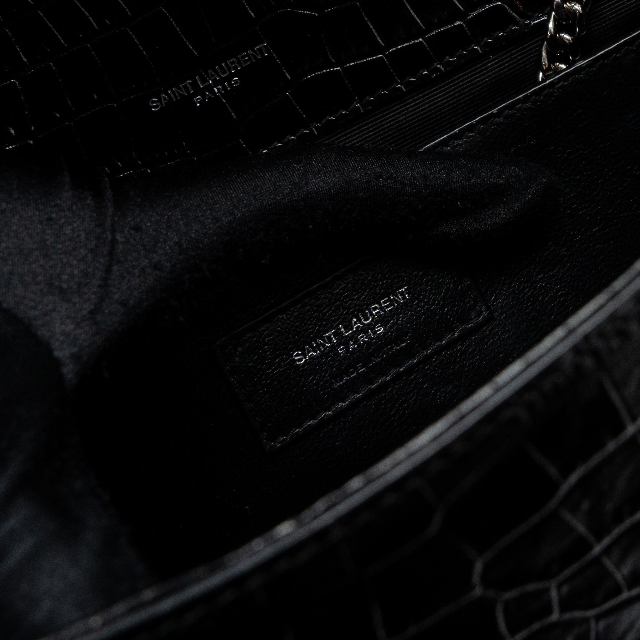 SAINT LAURENT/YSL KATE TASSEL CROC-EMBOSSED CALFSKIN BLACK SH