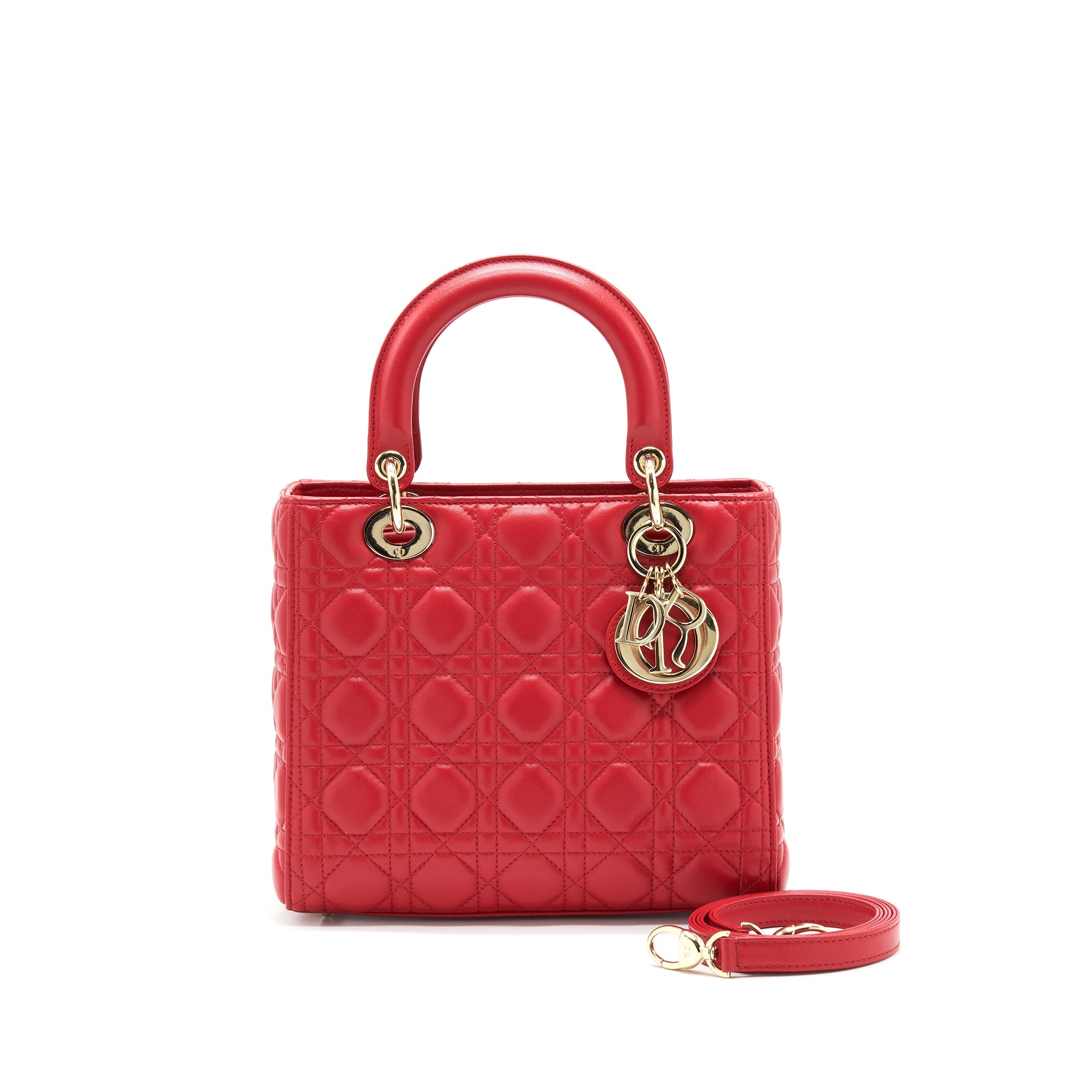 DIOR MEDIUM LADY DIOR TOTE BAG RED GHW