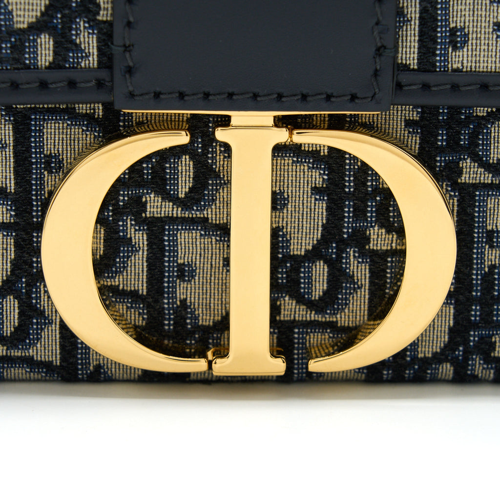 DIOR 30 MONTAIGNE MINI BOX BAG BLUE OBLIQUE GHW