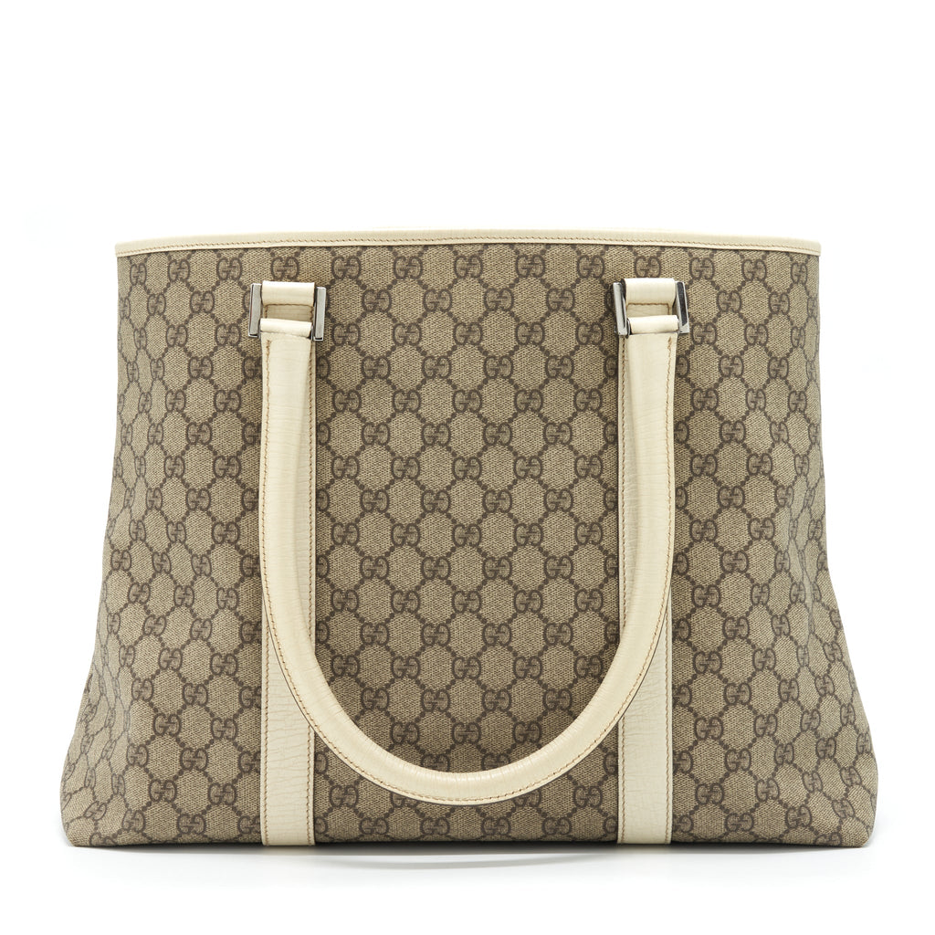 GUCCI TOTE BAG GG SUPREME CANVAS AND LEATHER SHW
