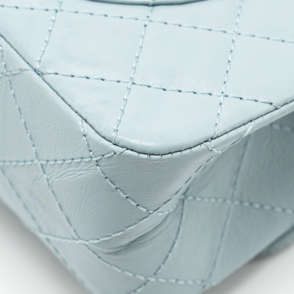 CHANEL SMALL 2.55 226 REISSUE DOUBLE FLAP BAG CALFSKIN LIGHT BLUE GHW (MICROCHIP)