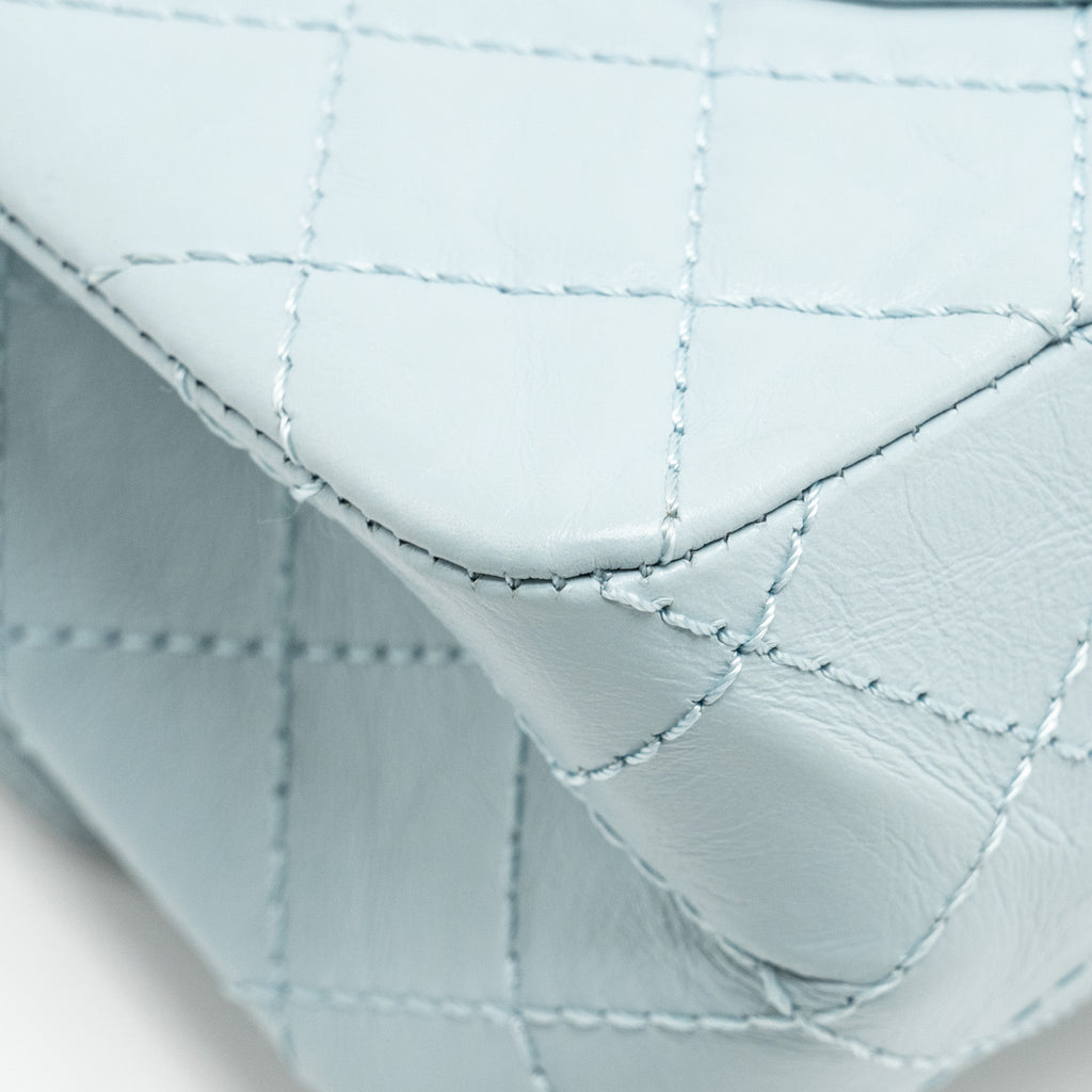 CHANEL SMALL 2.55 226 REISSUE DOUBLE FLAP BAG CALFSKIN LIGHT BLUE GHW (MICROCHIP)