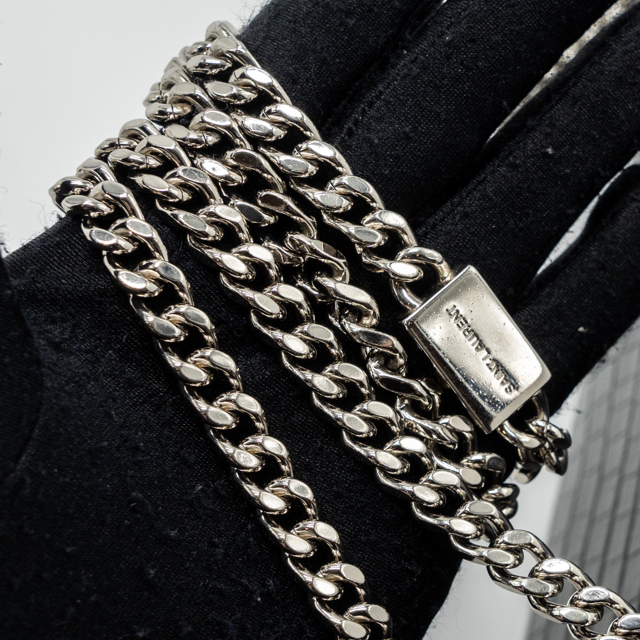 SAINT LAURENT/YSL KATE TASSEL CROC-EMBOSSED CALFSKIN BLACK SH
