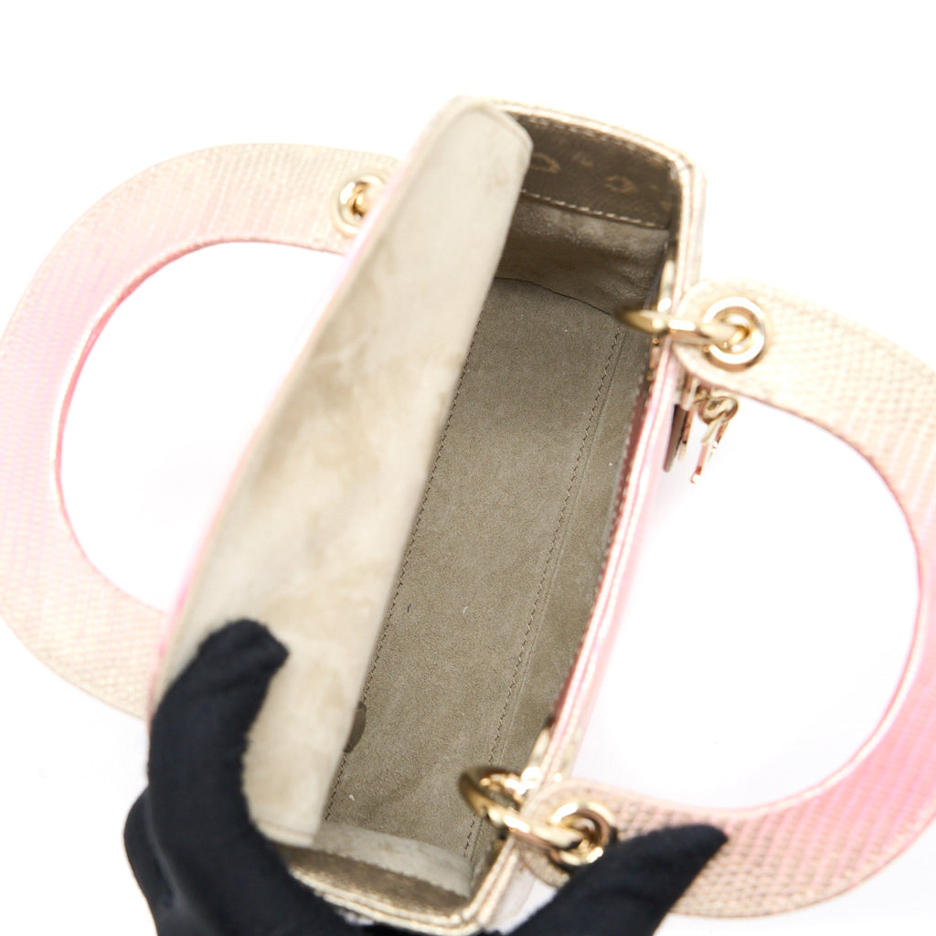 DIOR MINI LADY DIOR LIZARD PINK MULTICOLOUR LGHW