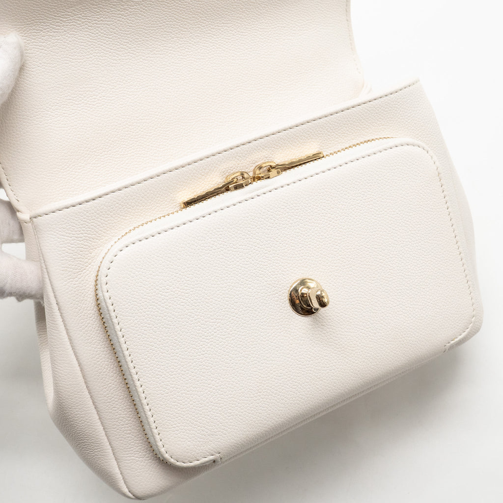 CHANEL MEDIUM BUSINESS AFFINITY CAVIAR WHITE LGHW
