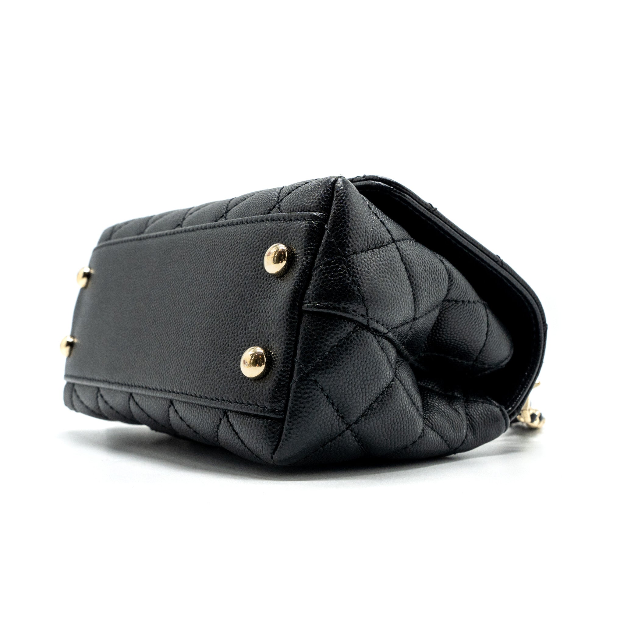 CHANEL COCO HANDLE EXTRA MINI WITH LIZARD EMBOSSED HANDLE CAVIAR BLACK LGHW(MICROCHIP)