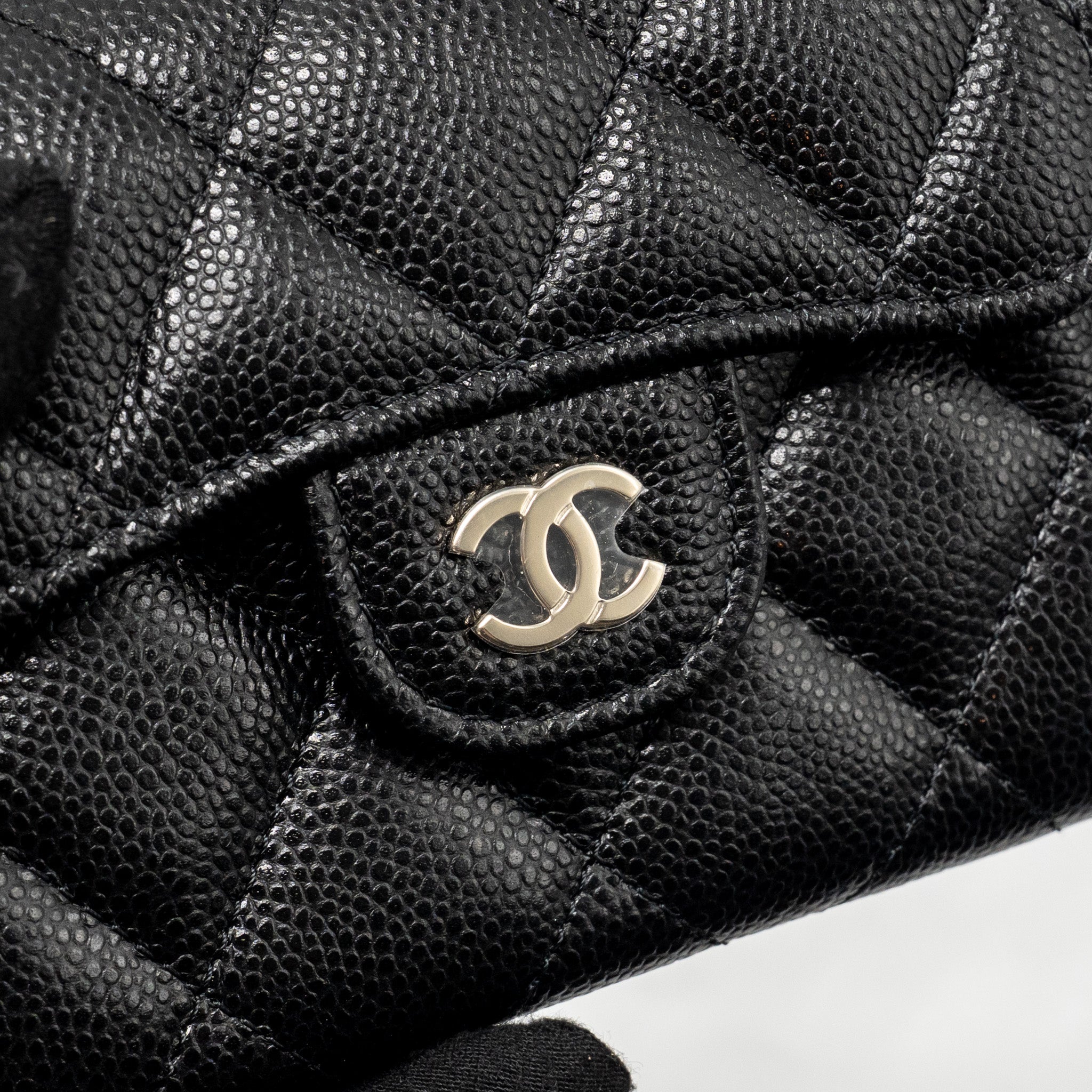 CHANEL CLASSIC FLAP CARD HOLDER CAVIAR BLACK LGHW (MICROCHIP)