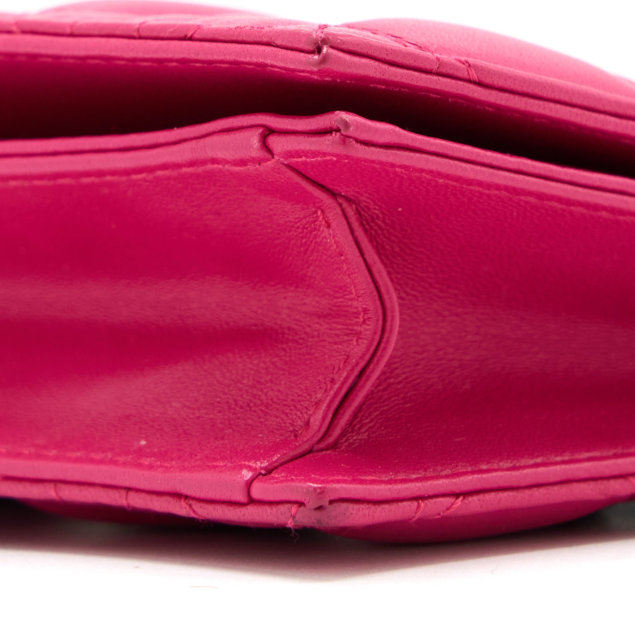DIOR CANNAGE QUILTED LADY DIOR CHAIN CLUTCH LAMBSKIN PINK LGHW